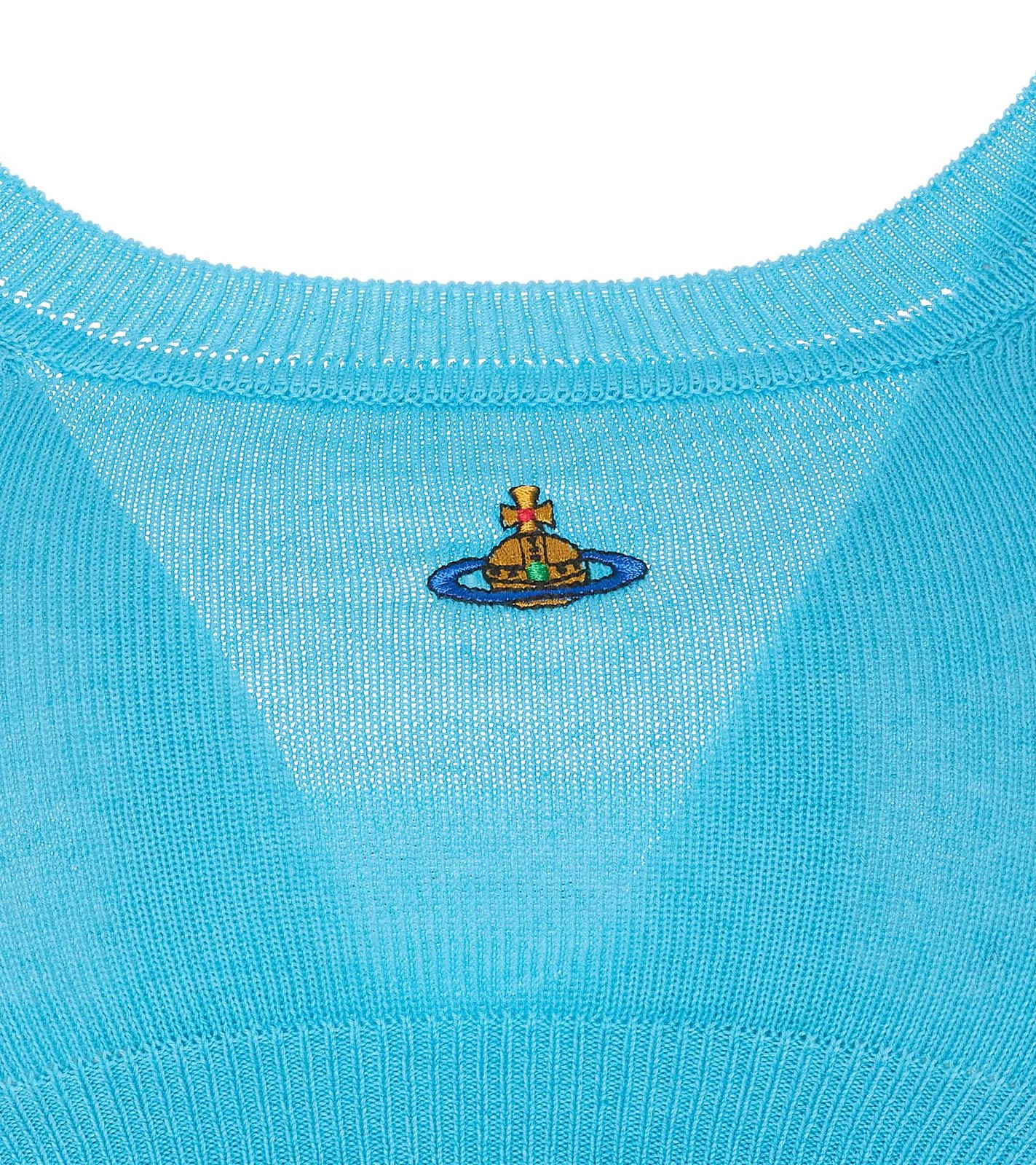 Vivienne Westwood Crop Top With Embroidered Orb Logo In Azure