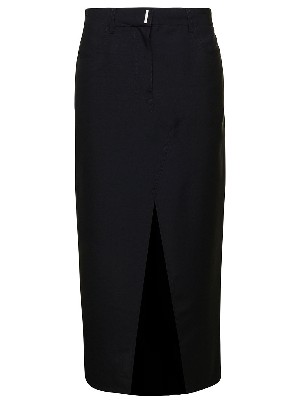 Shop Givenchy Long Skirt With Front Split In Black