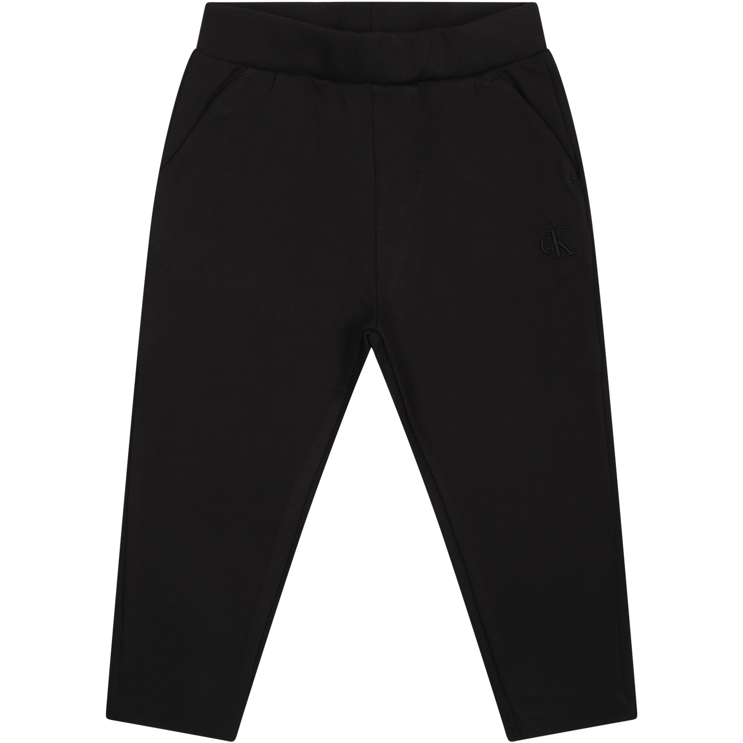 Calvin Klein Black Trousers For Baby Boy With Logo