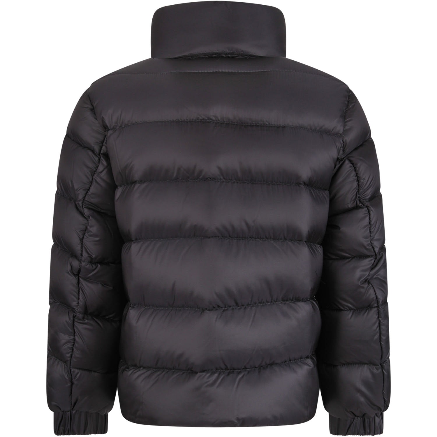 Moncler Moncler Blue Boy Jacket With Red Patch And Logo - Blue ...