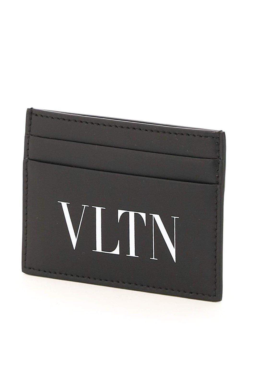 Shop Valentino Vltn Printed Cardholder In Nero