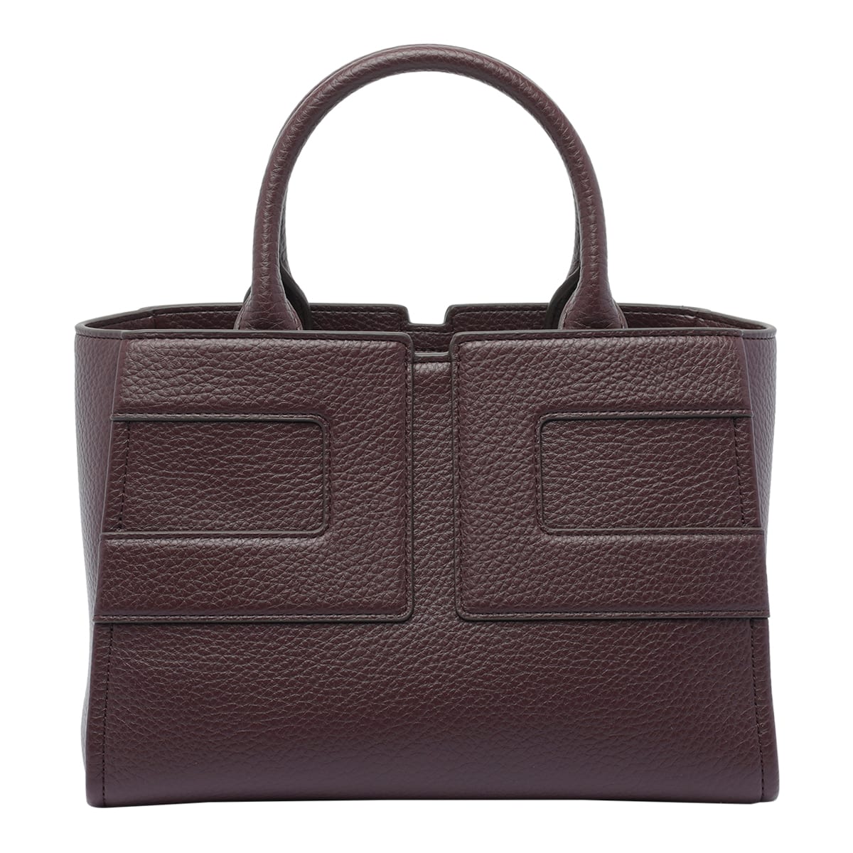 Elisabetta Franchi Leather Textured Shoulder Bag With 2 Handles In Red