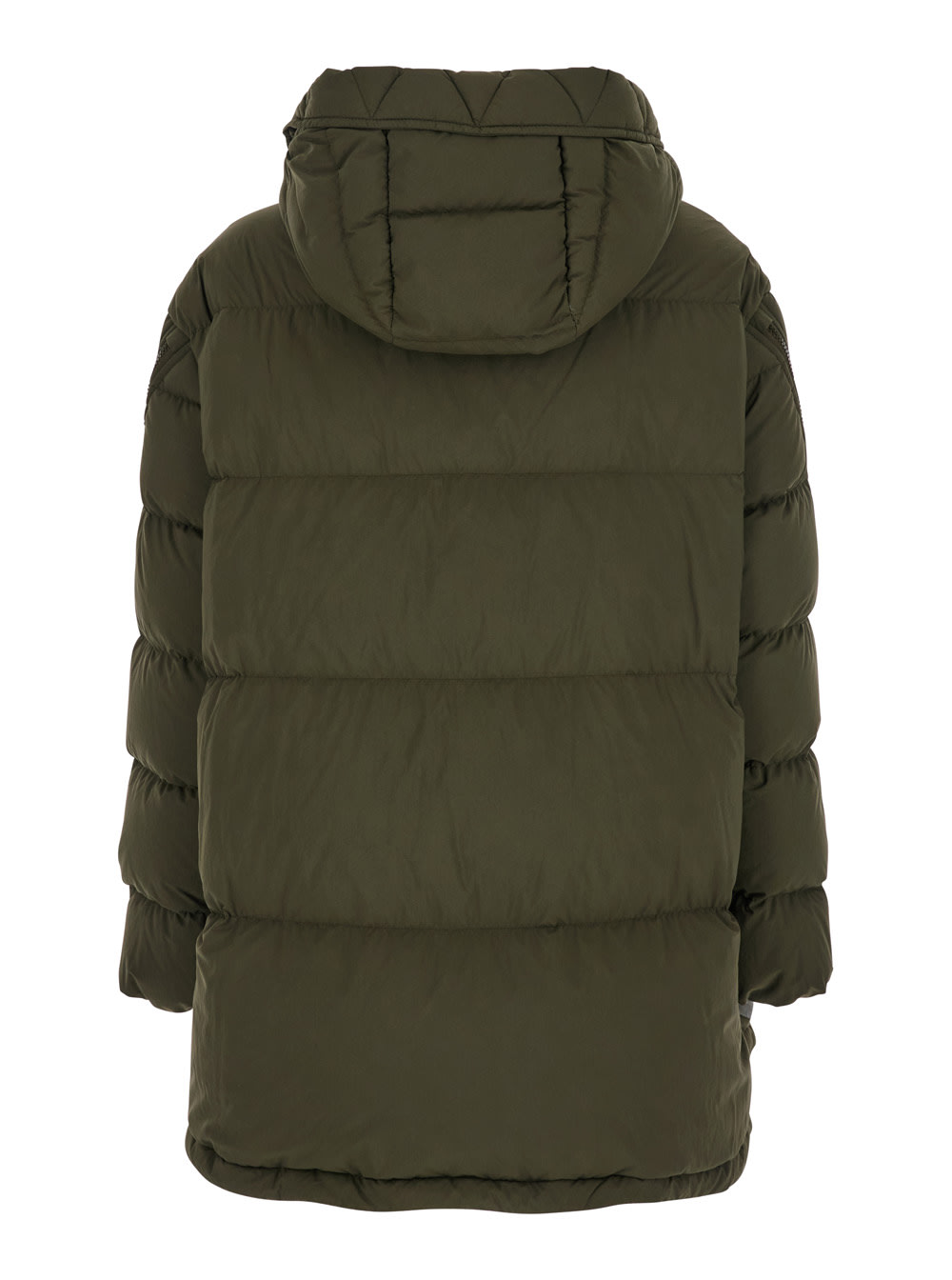 Herno Long Padded Down Jacket With Removable Hood In Green