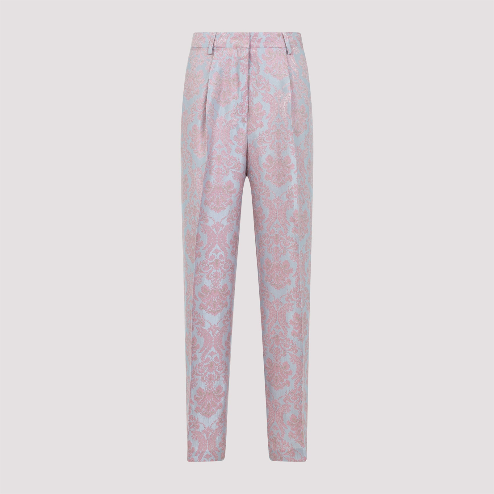 Dries Van Noten Tailored Trousers With Delicate Floral Pattern In Light Blue