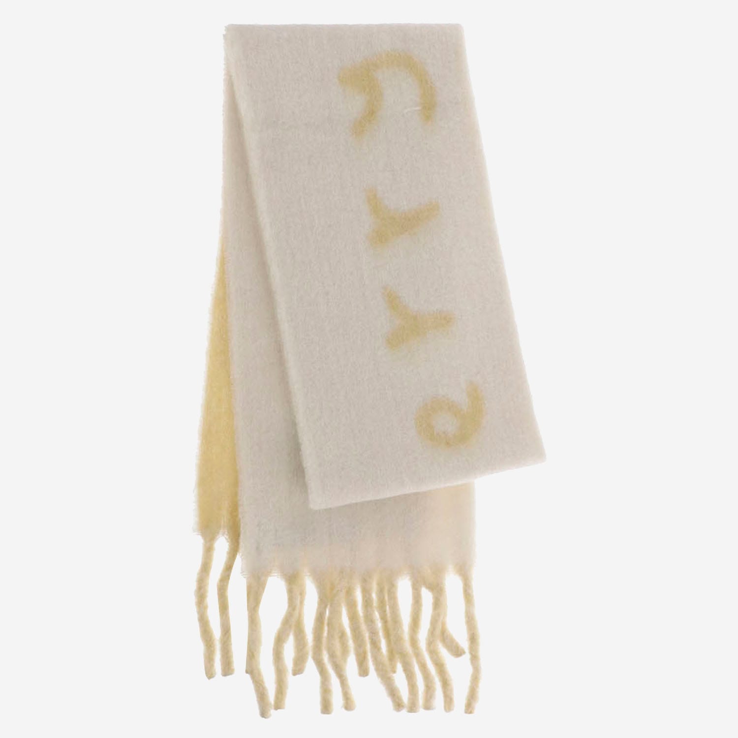 Shop Burberry Alpaca Wool Blend Scarf With Logo In White