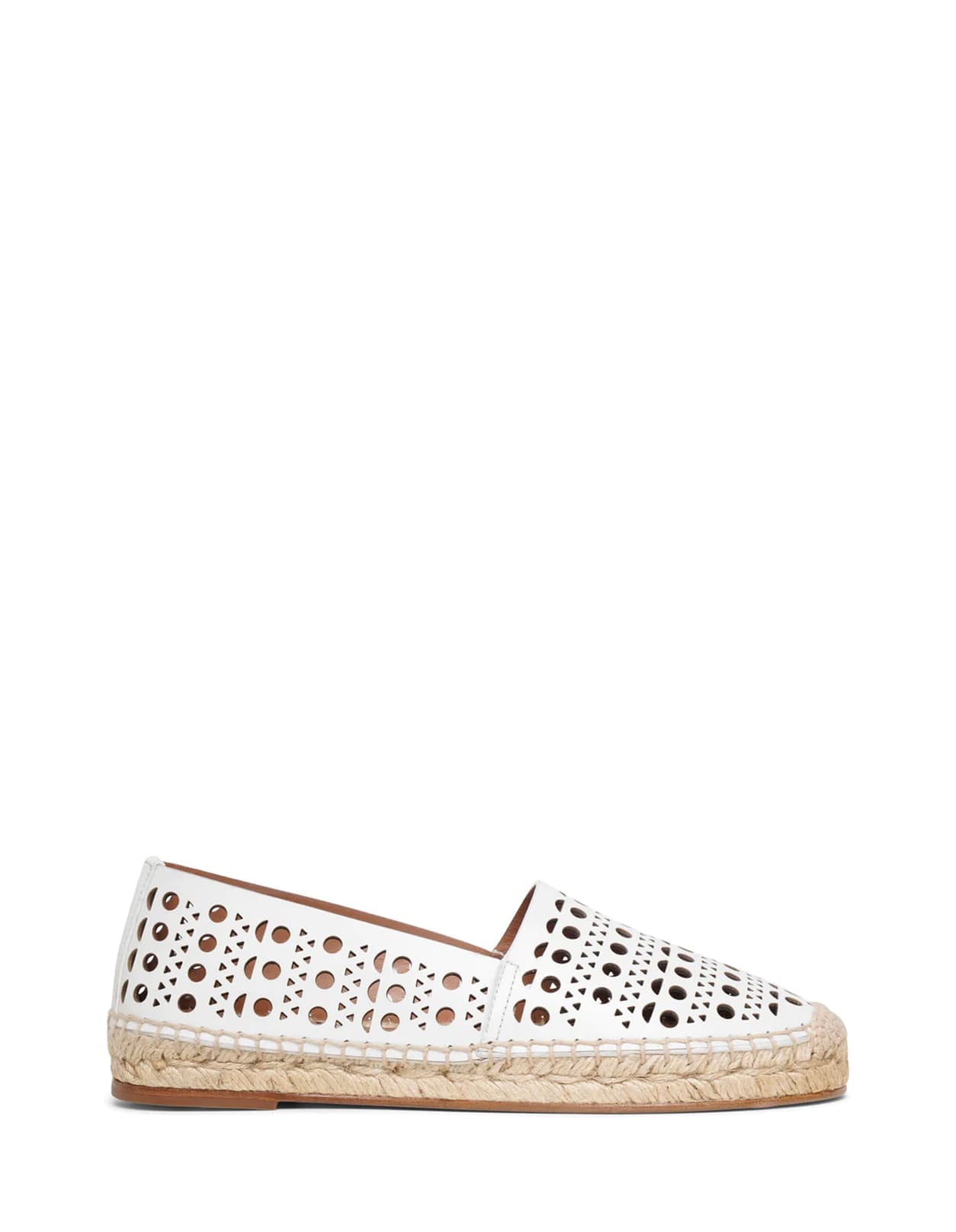 Alaïa Woman Perforated Leather Espadrilles In Bianco ModeSens