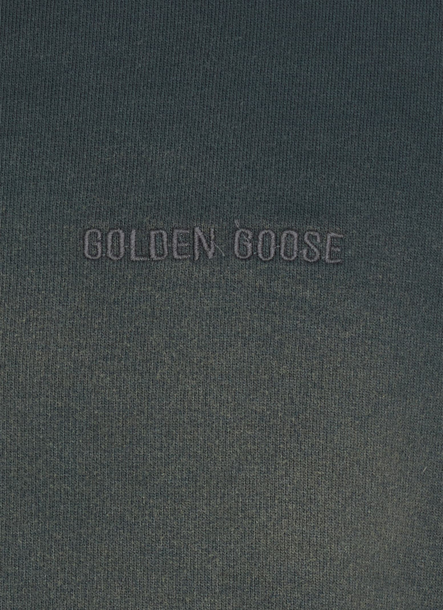 Golden Goose Longline Crewneck Cotton Sweatshirt With Star Accents In Black