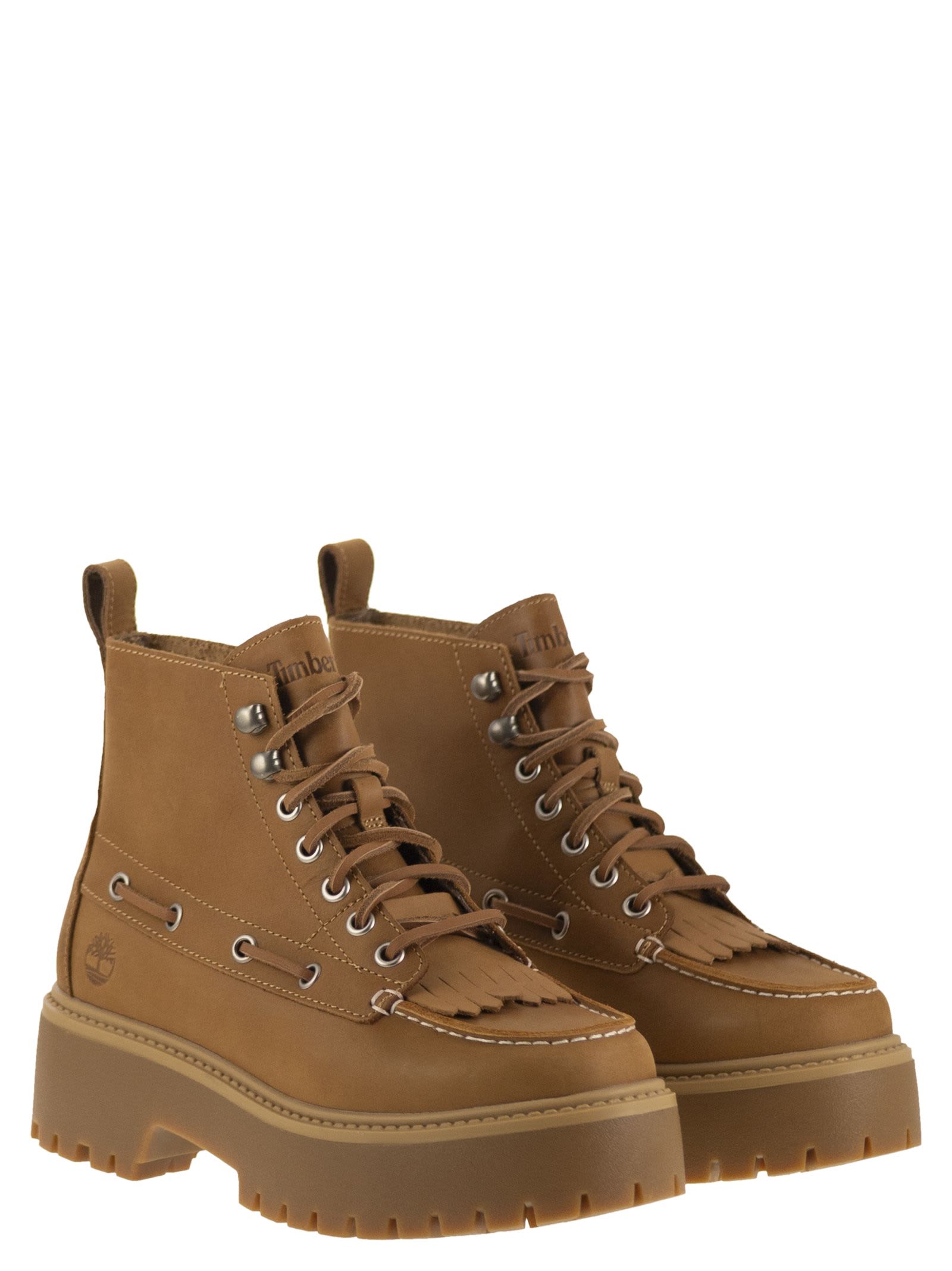 Timberland Women's Stone Street Mid Lace-up Waterproof Boot In Wheat Nubuck, Women's At Urban Outfitters In Yellow
