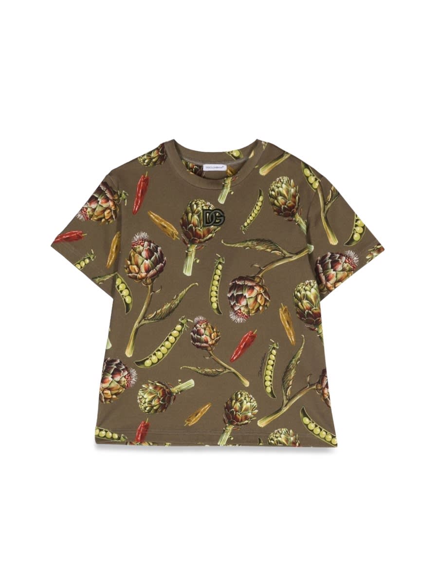 Dolce & Gabbana Floral-print Cotton T-shirt In Multicolour