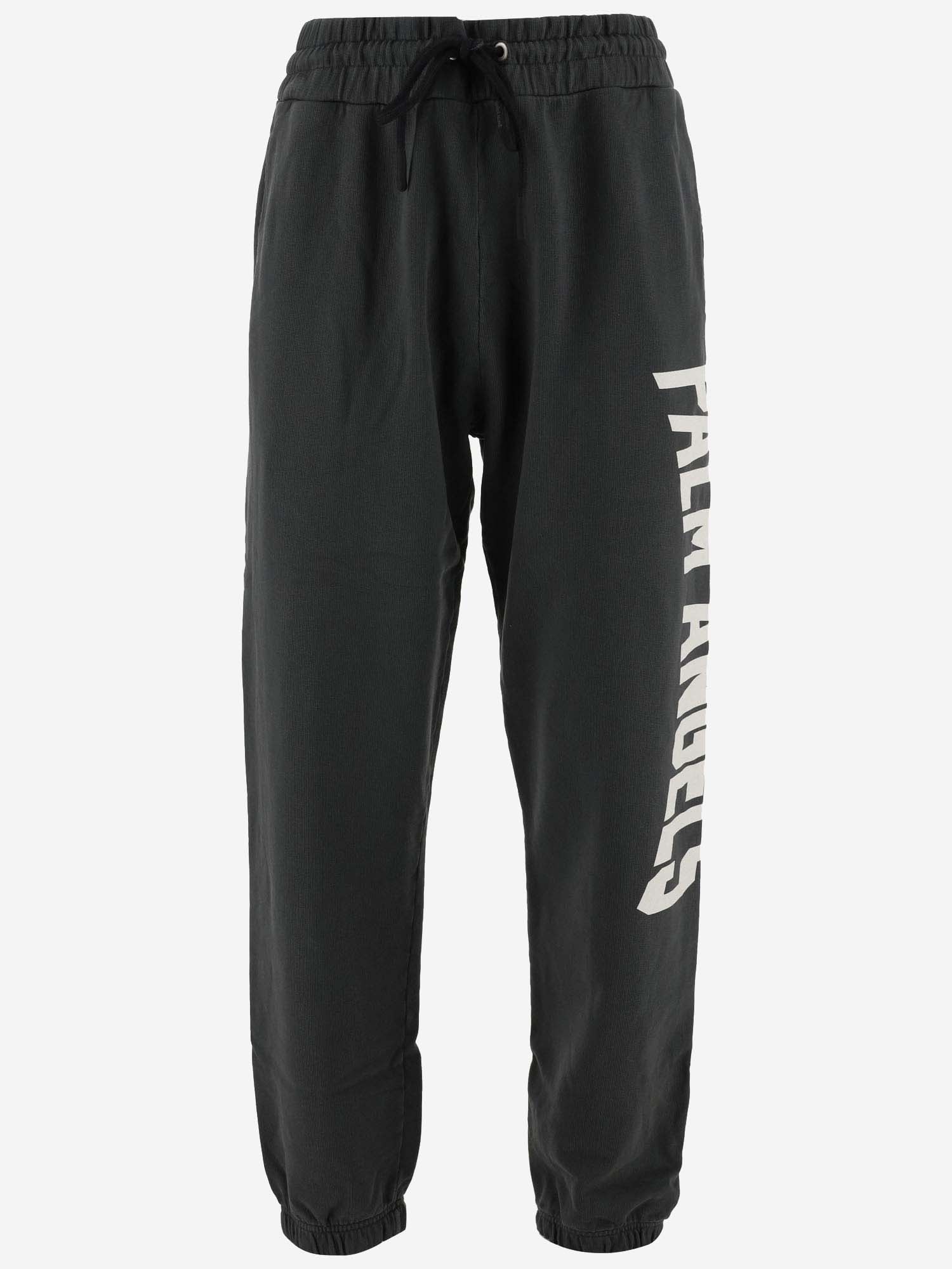 Shop Palm Angels Cotton Joggers With Logo In Dark Grey White
