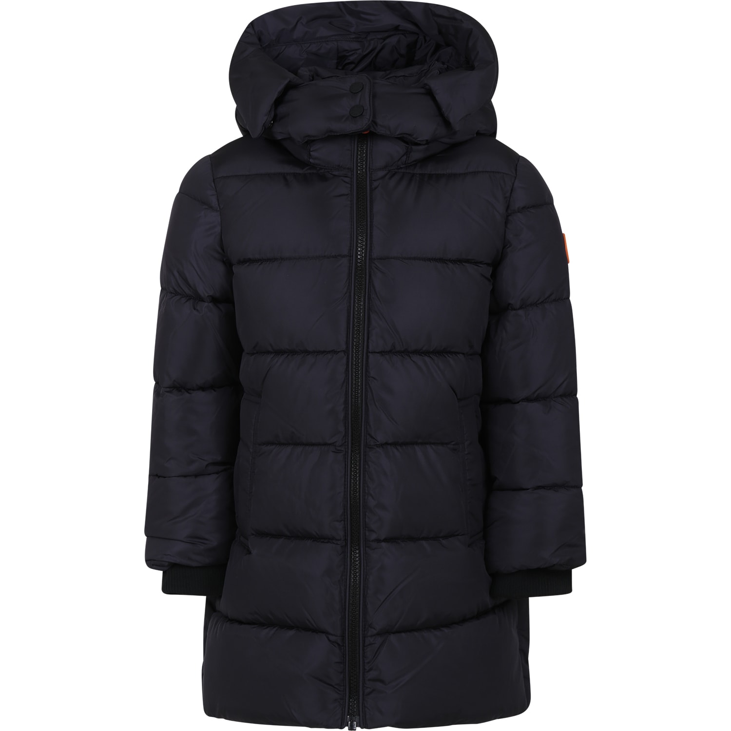 Save The Duck Kids' Black Down Jacket For Girl With Logo
