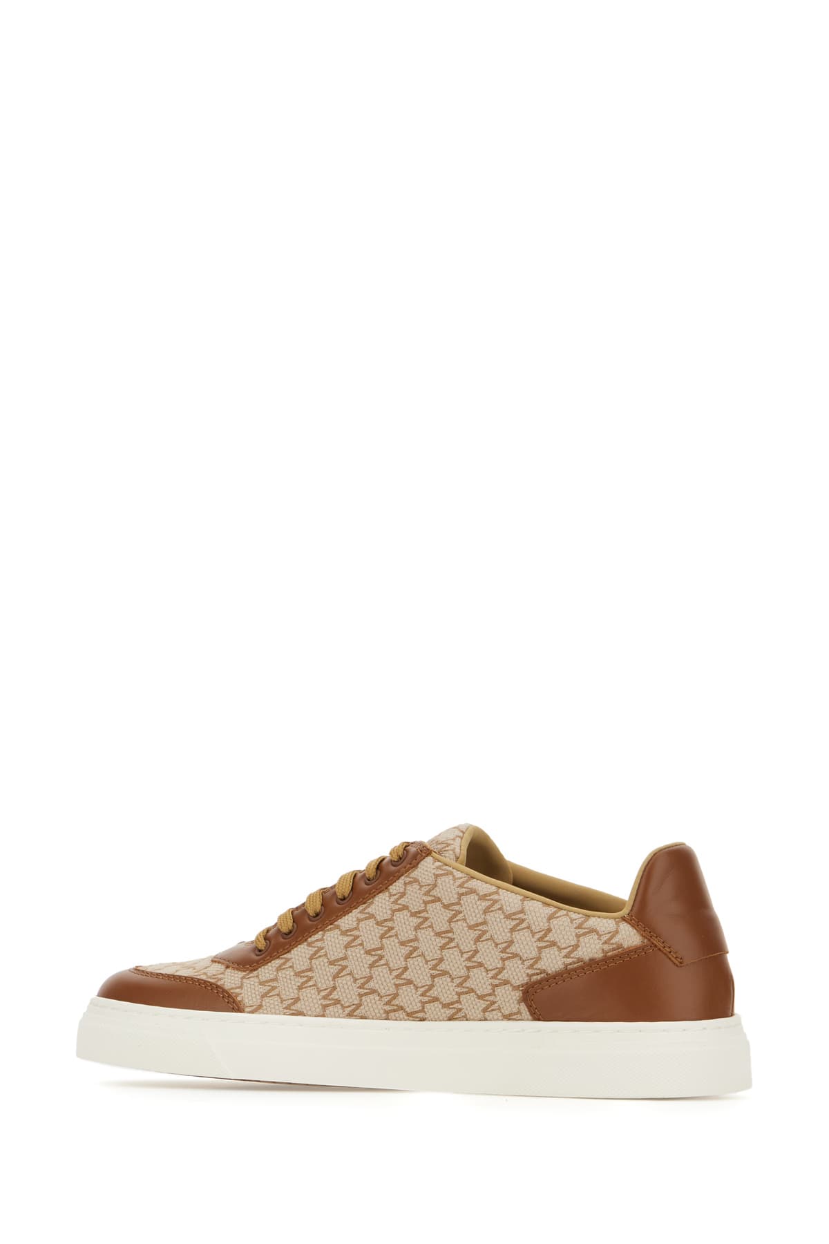 Max Mara Embroidered Canvas Sneakers Contrast Panels In Brown