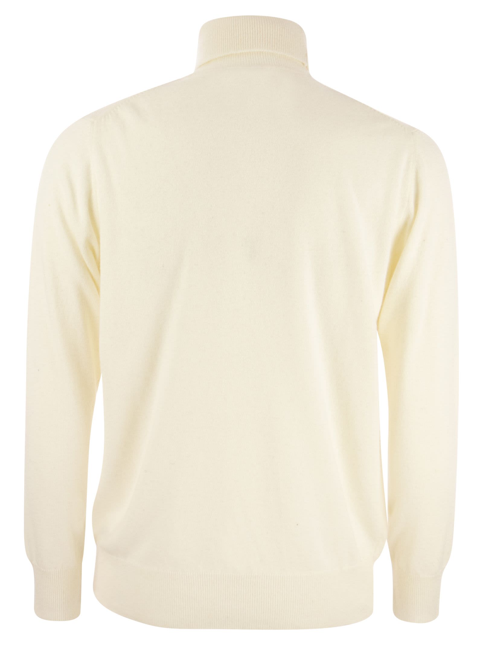 Shop Mc2 Saint Barth Wool And Cashmere Blend Turtleneck Sweater Settimana In Bianco In White
