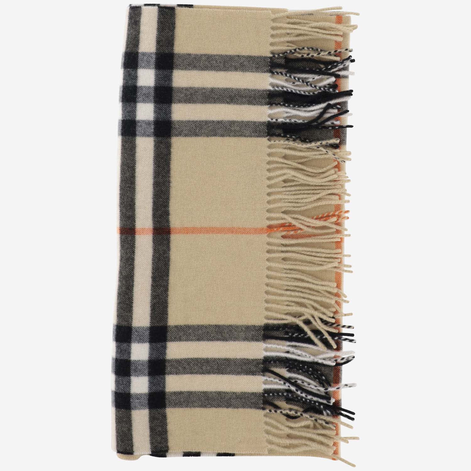 Shop Burberry Cashmere Check Scarf In Sand