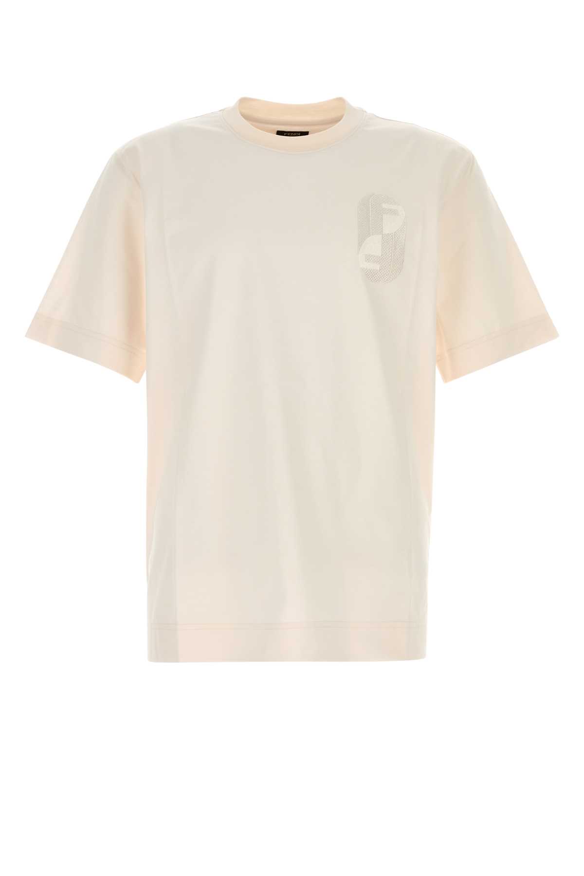 Fendi Crew Neck Short Sleeve Fitted T-shirt In Neutral
