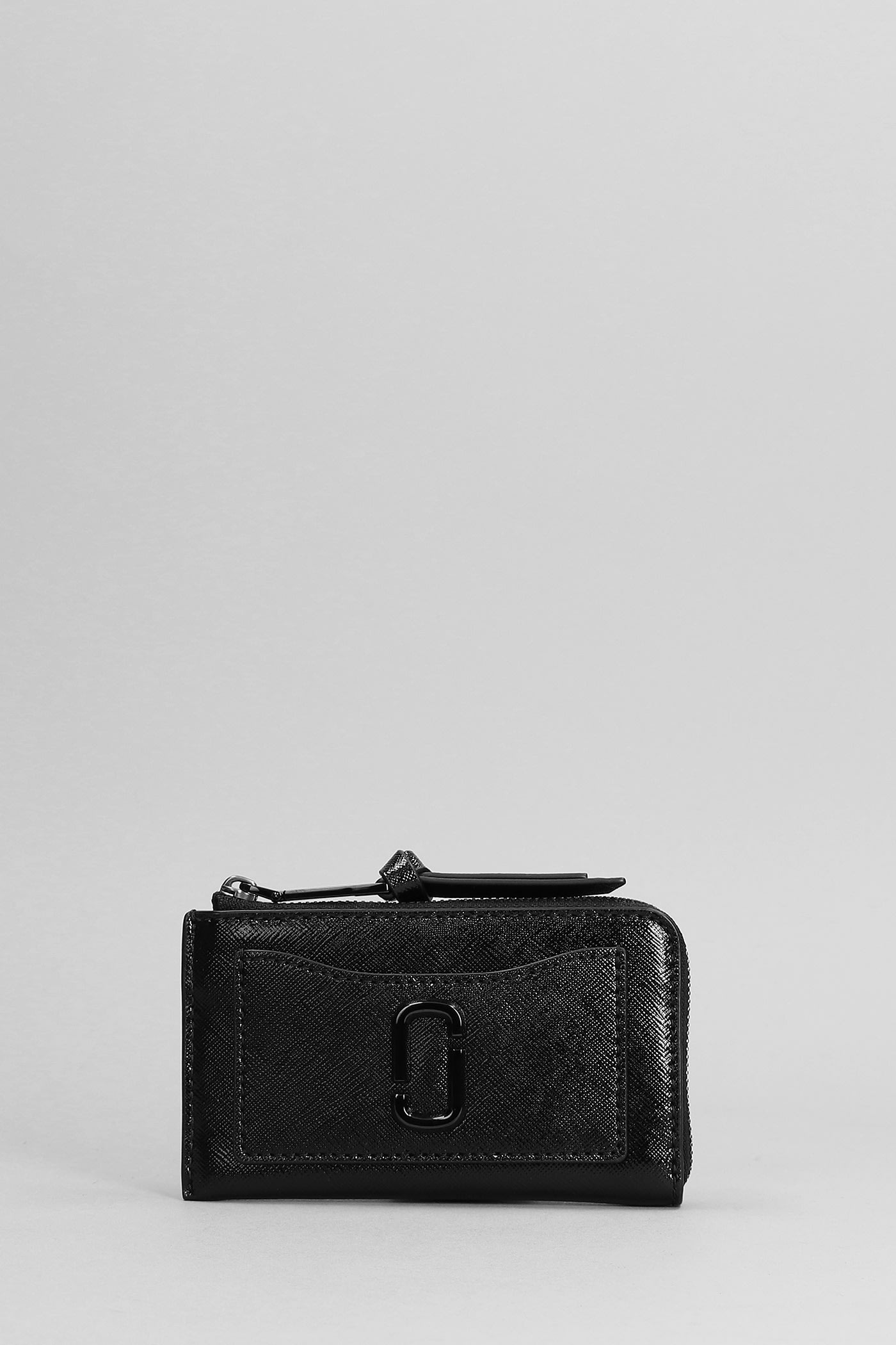 Marc Jacobs The Top Zip Multi Wallet In Black Leather In Nero