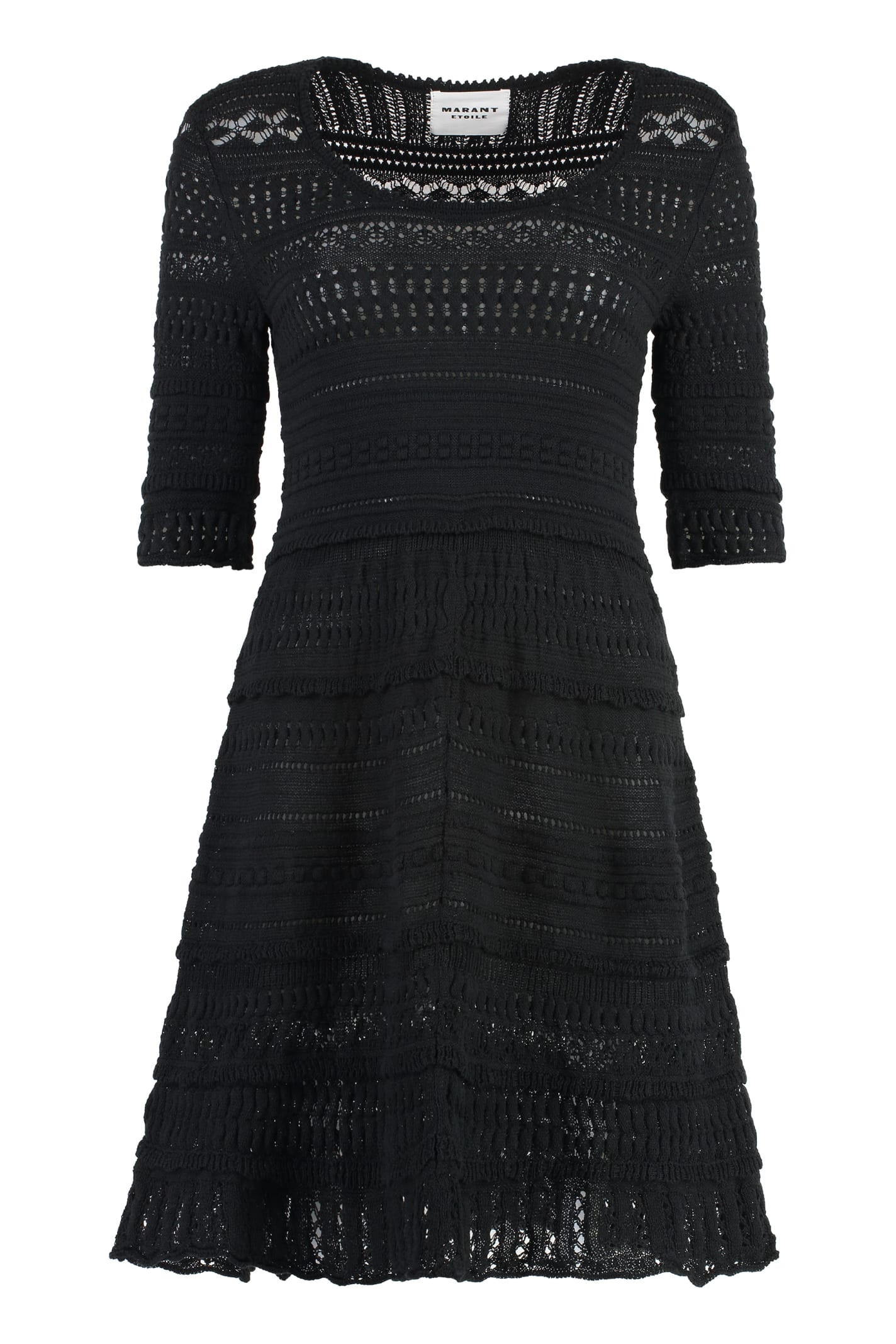 Isabel Marant Étoile Fauve Crochet Cotton Mini Dress In Black
