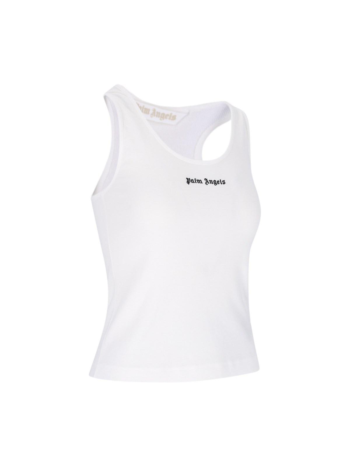 Shop Palm Angels Logo Tank Top In White Black