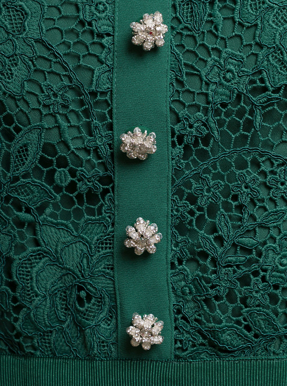 green cord lace midi dress Green Floral Lace Fitted Short Sleeve Midi Dress main image 1