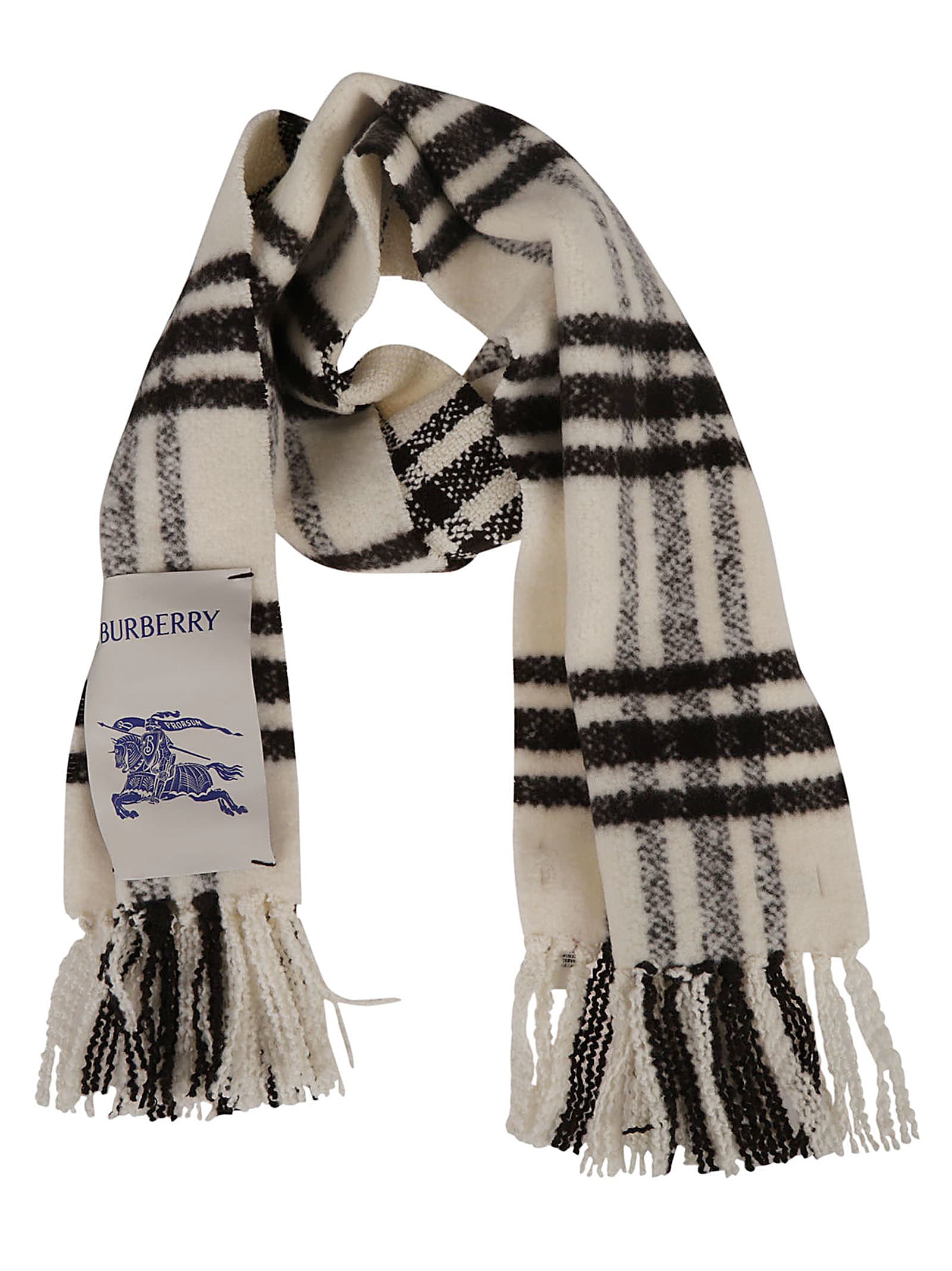 Shop Burberry Tri Bar Brushed Scarf In Otter