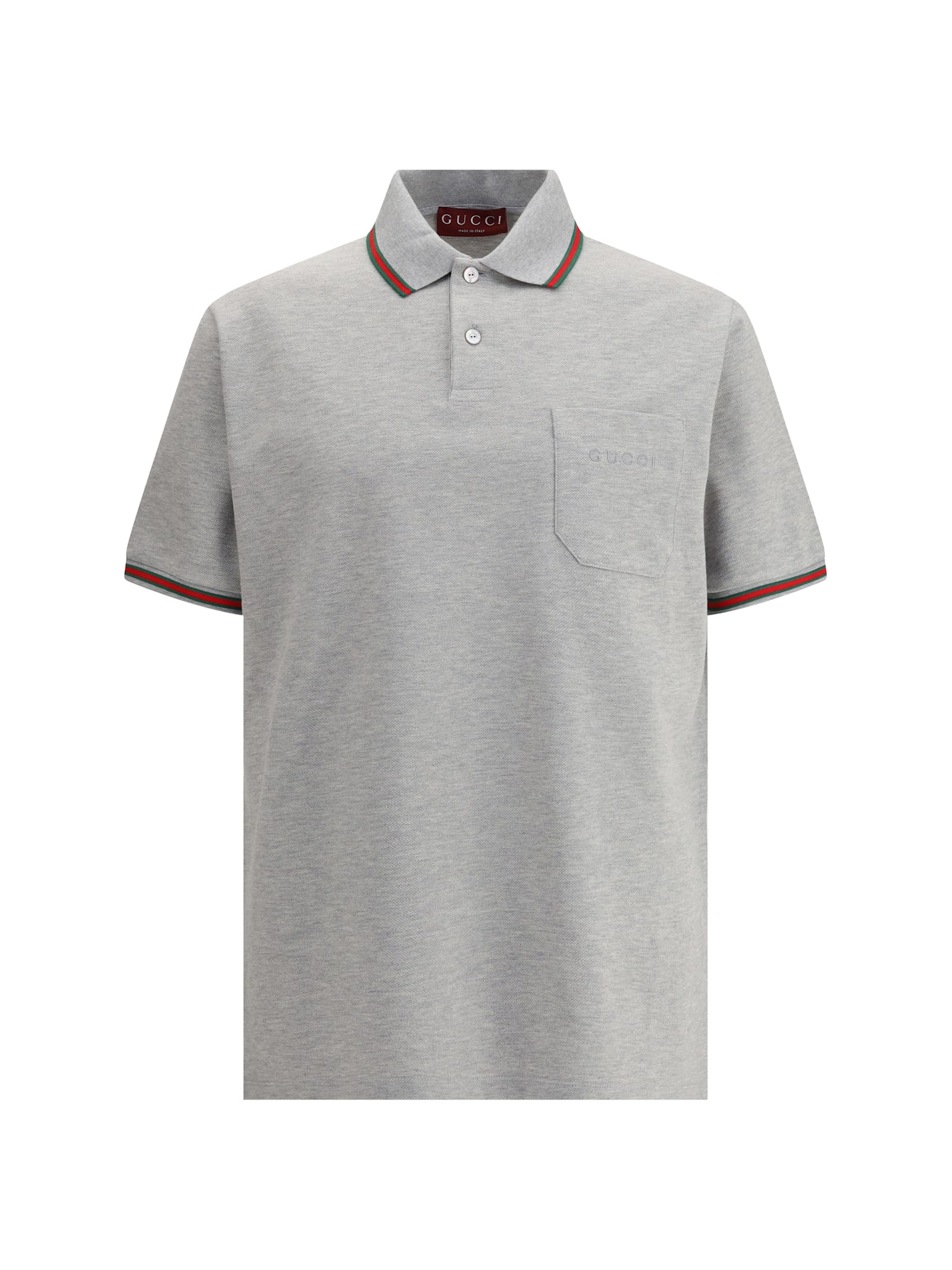 Gucci Cotton Polo Shirt In Gray