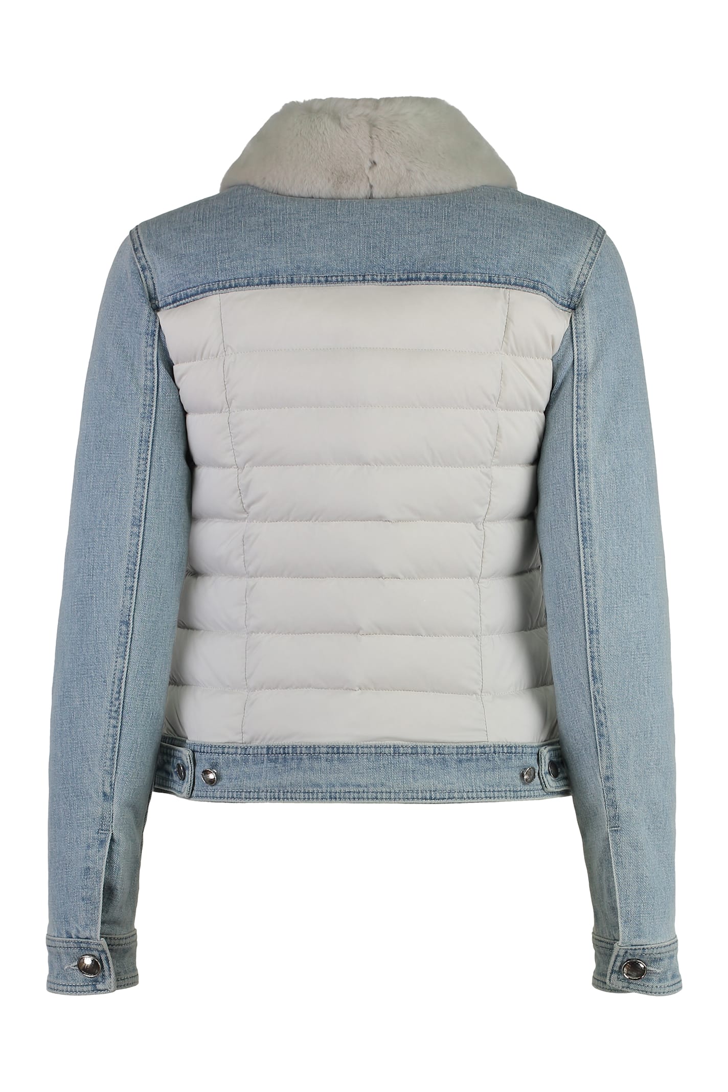 Moorer Petunia Padded Front Panel Jacket In Denim