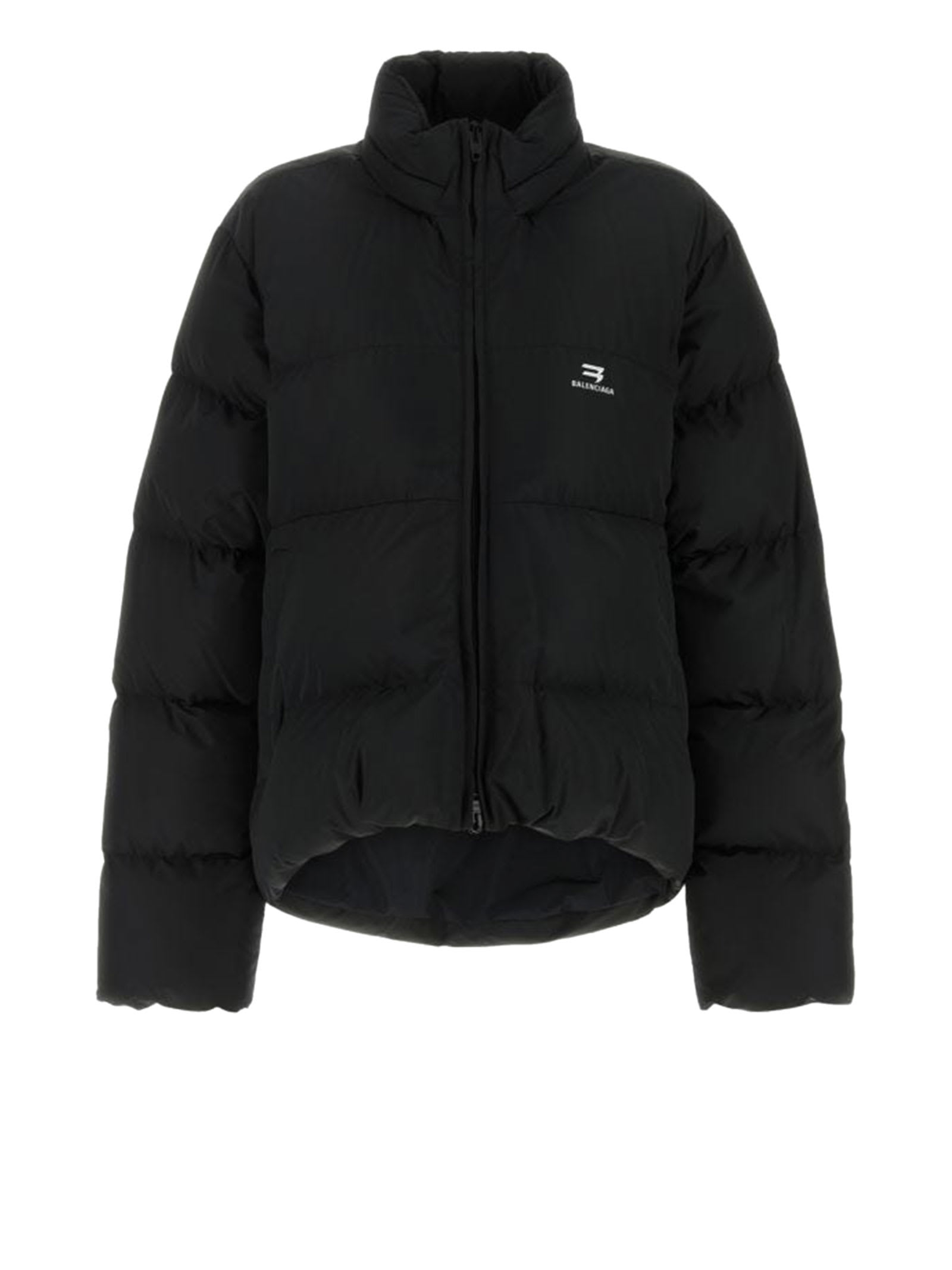 Down Jacket With Zip And Logo