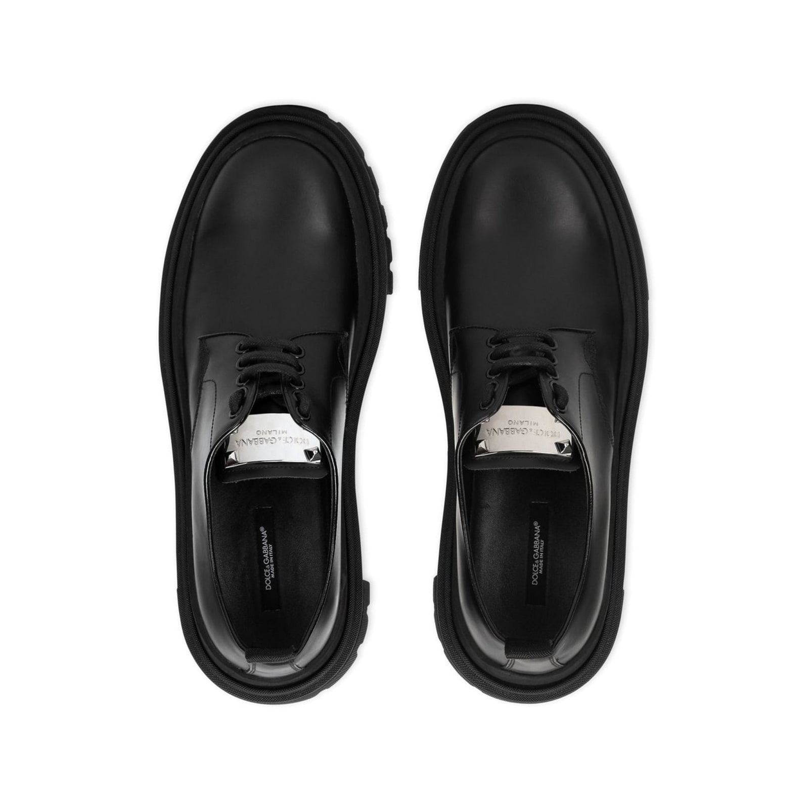 Shop Dolce & Gabbana Leather Derbies In Black