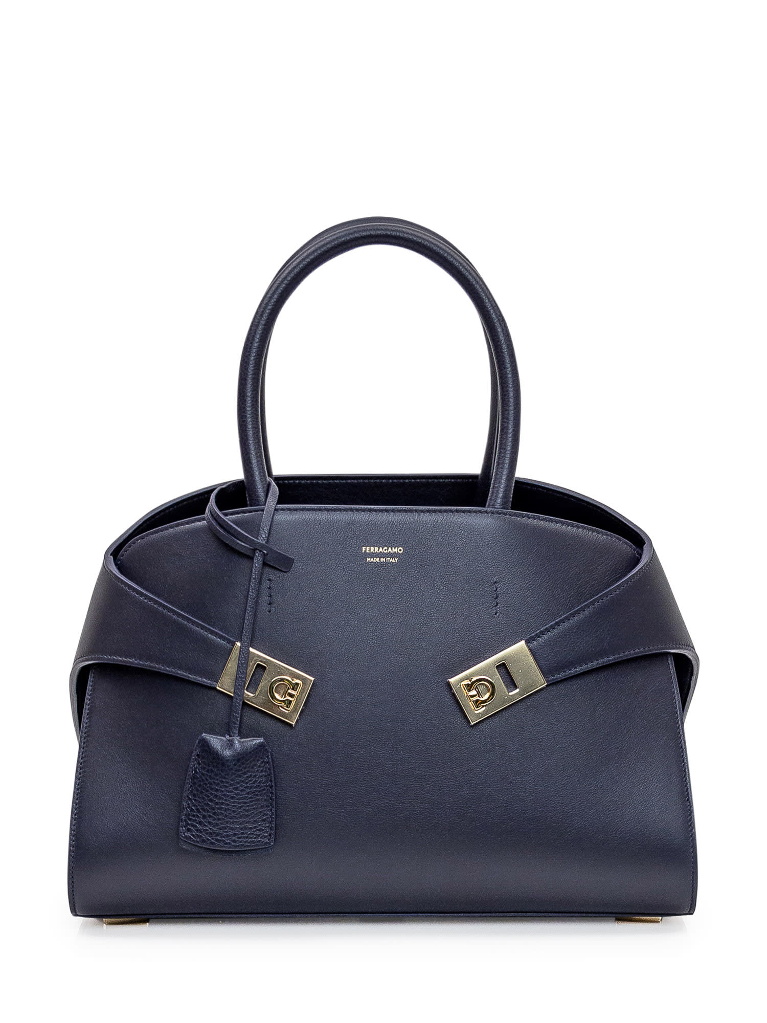 Ferragamo Women Hug Small Leahter Tote Bag In Blue
