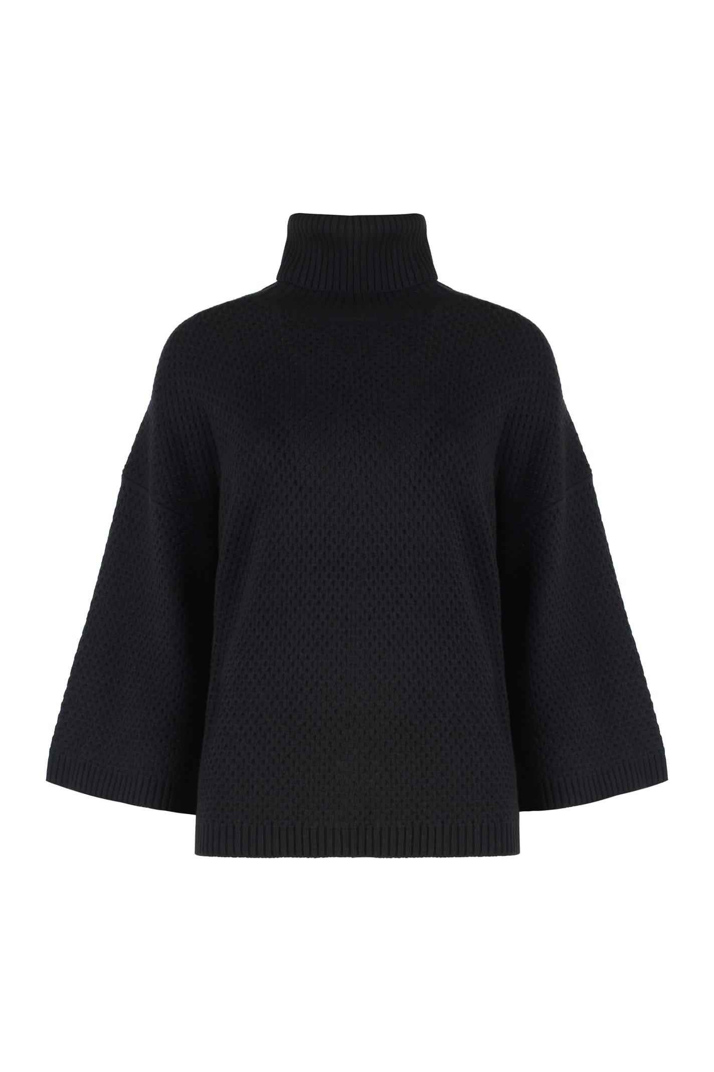 Shop Fabiana Filippi Wool Blend Turtleneck Sweater In Black