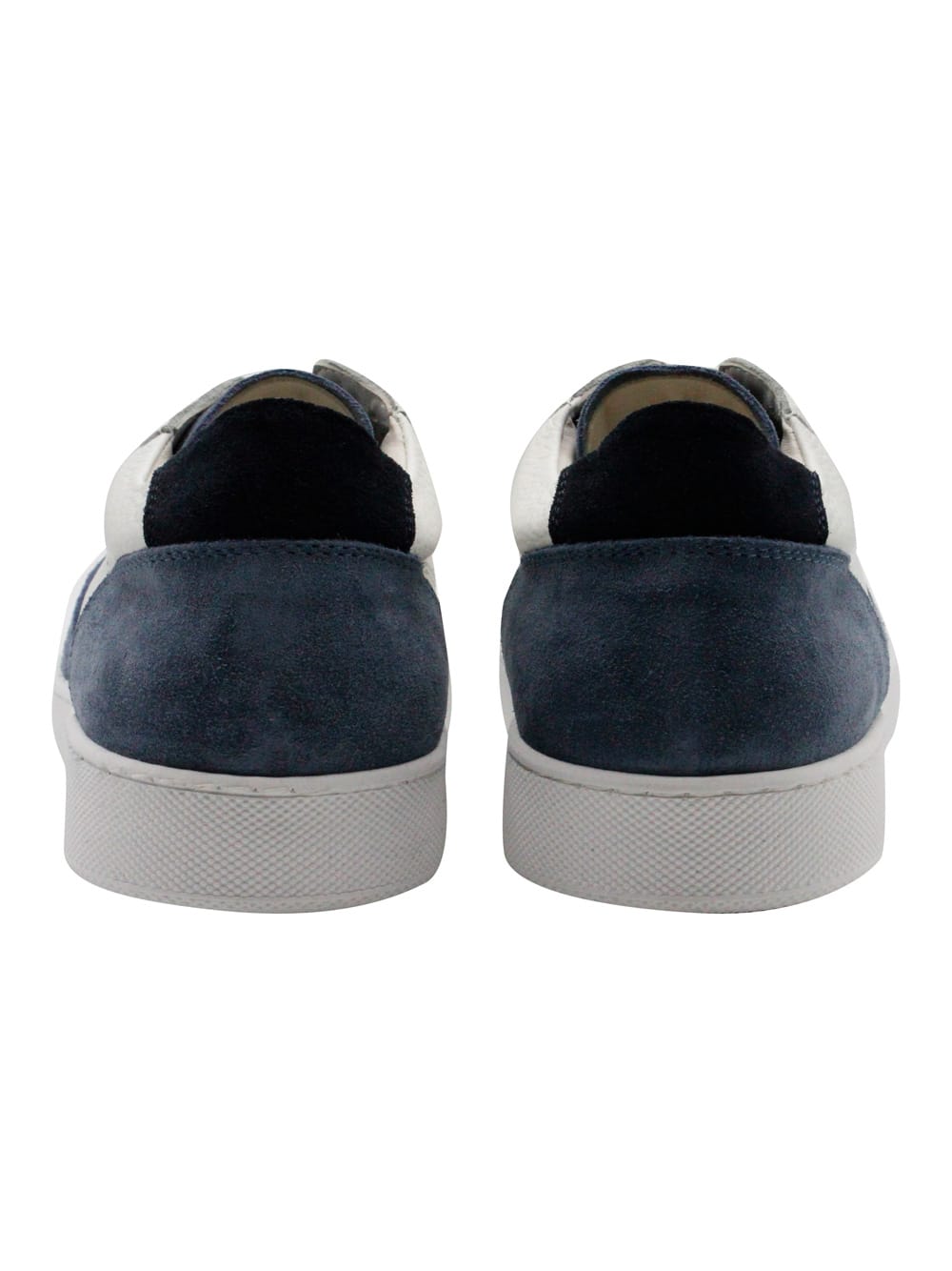Shop Barba Napoli Sneakers In Soft And Fine Leather With Contrasting Color Suede Details With Lace Closure And Suede B In Light Blu