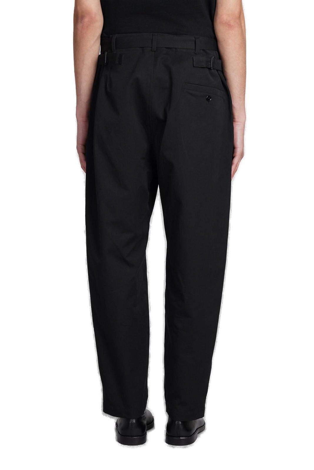 Shop Lemaire Strap-detailed Cropped Trousers In Black