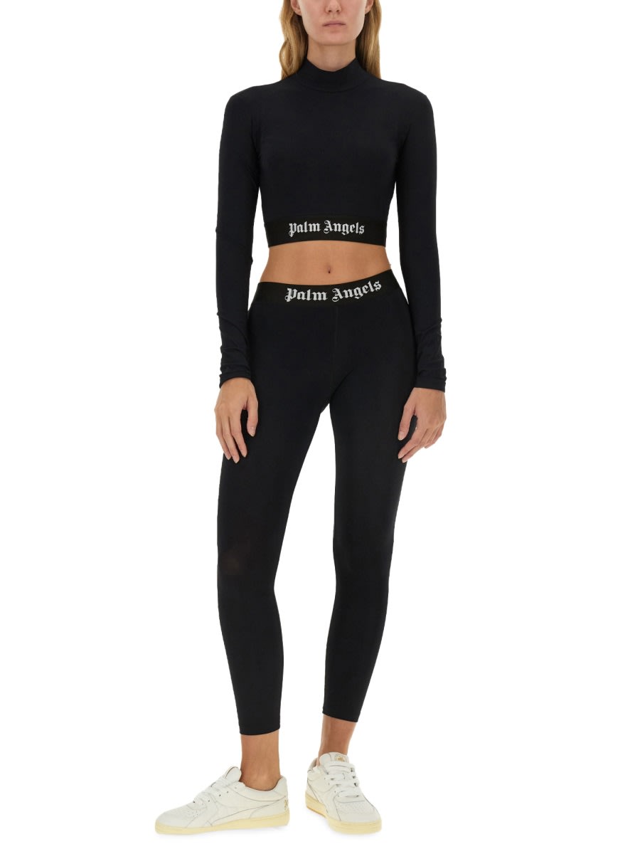 Shop Palm Angels Tops With Logo In Black