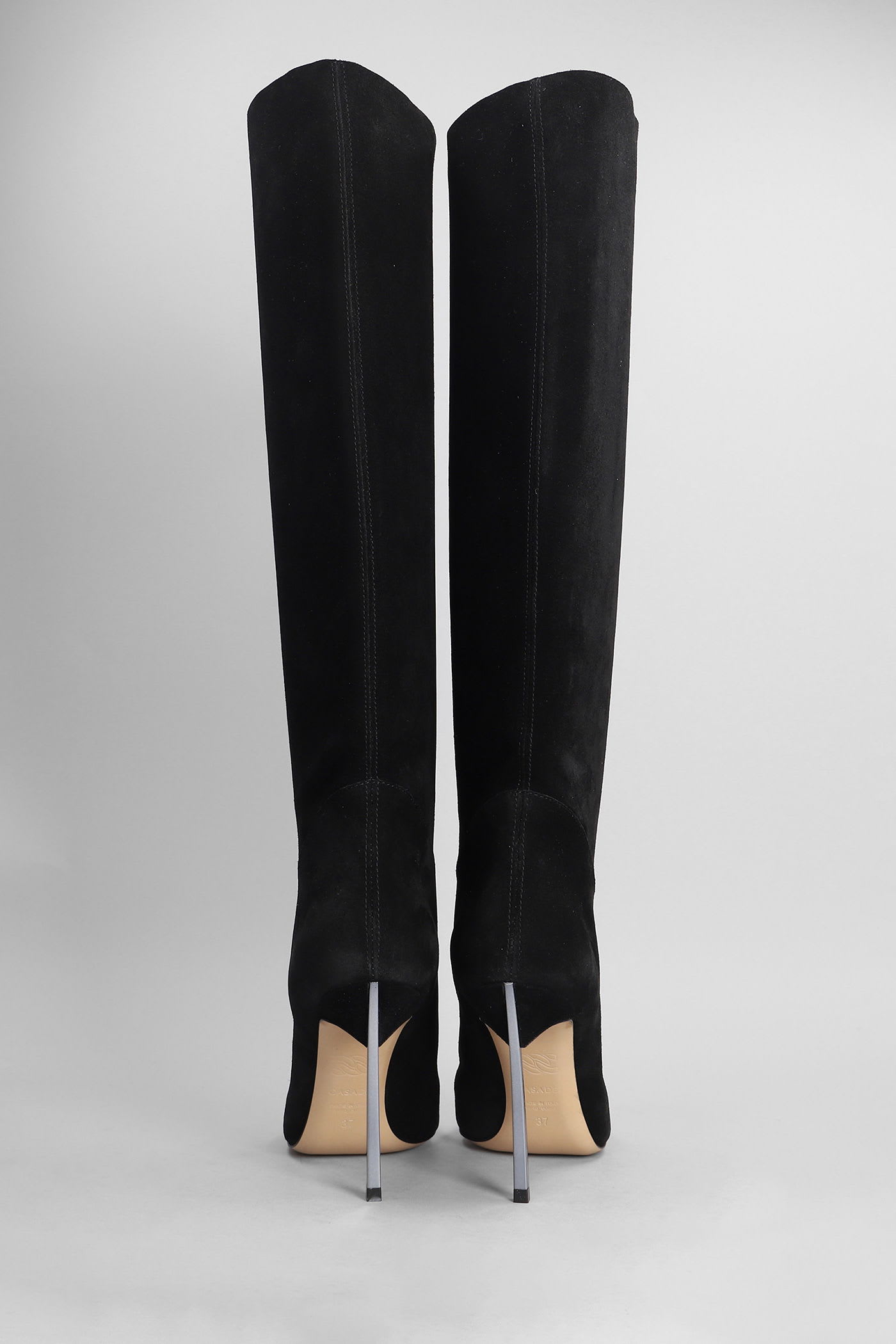 Casadei Blade High Heels Boots In Black Suede In Black