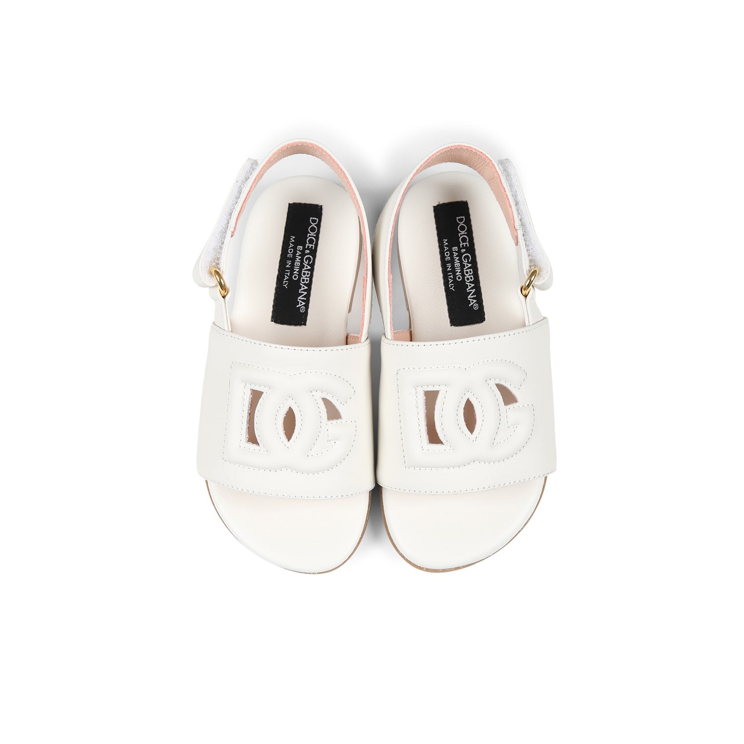 DOLCE & GABBANA WHITE SANDALS FOR GIRL WITH LOGO