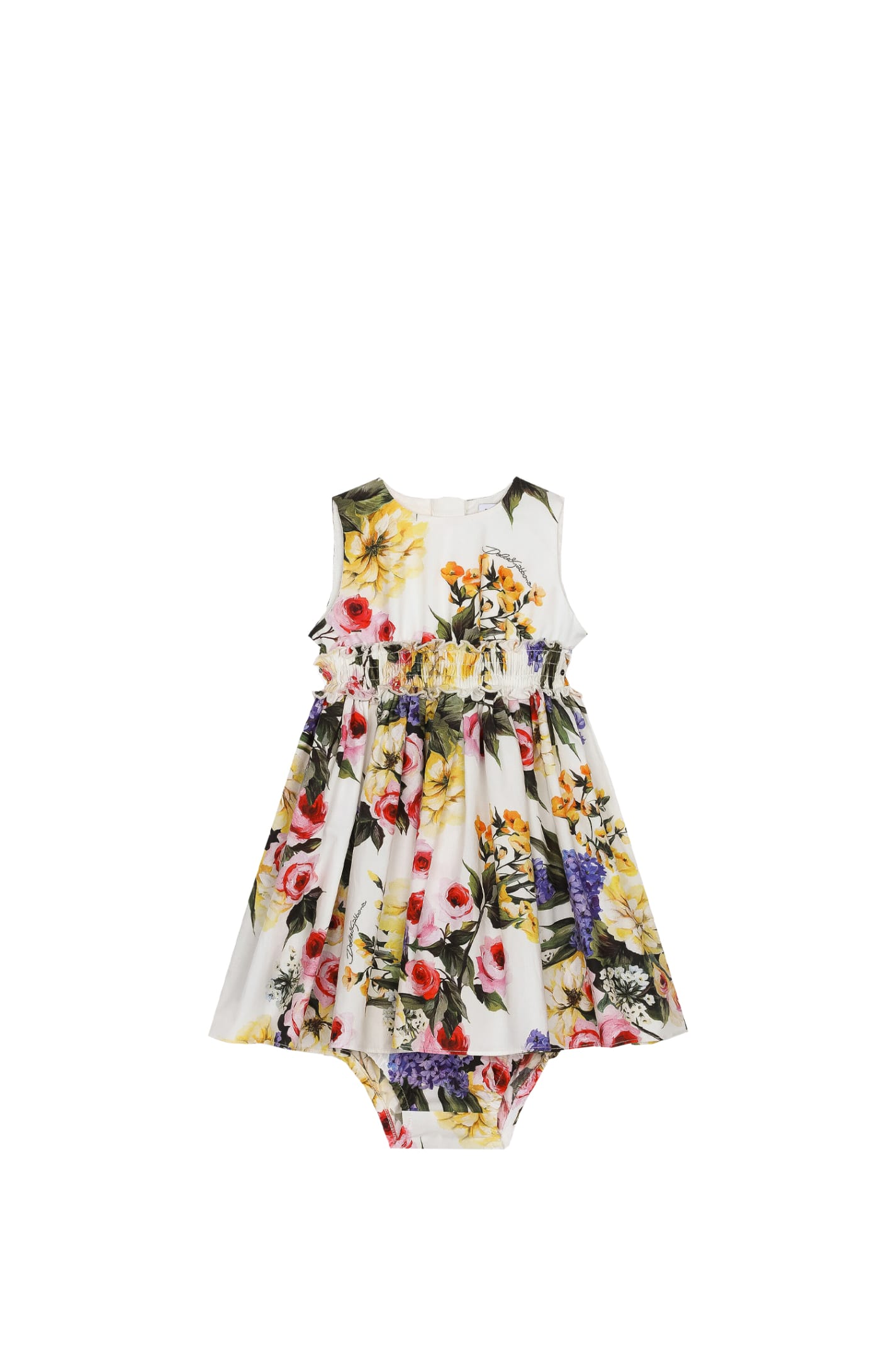 Shop Dolce & Gabbana Dress With Garden Print Poplin Cover In Multicolor