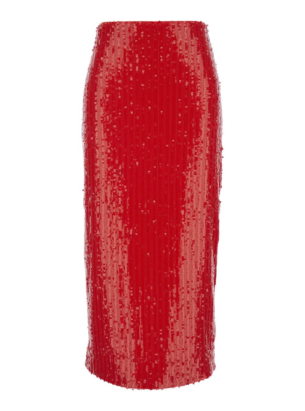 Red Skirt With All-over Sequins In Recycled Fabric Woman