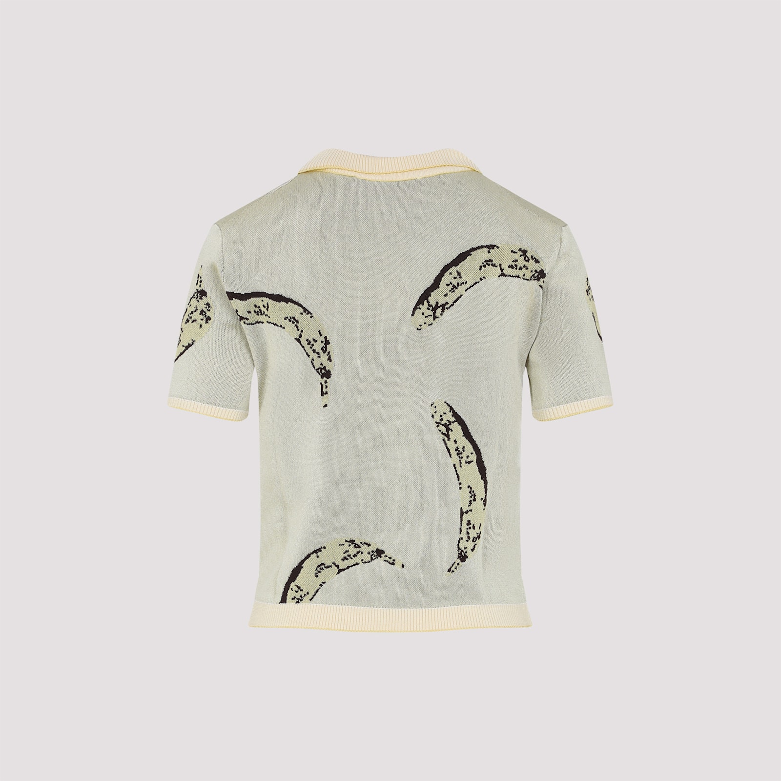 Jacquemus Womens Banana Jacquard Yellow The Marino Banana-print Woven-knitted Polo Top