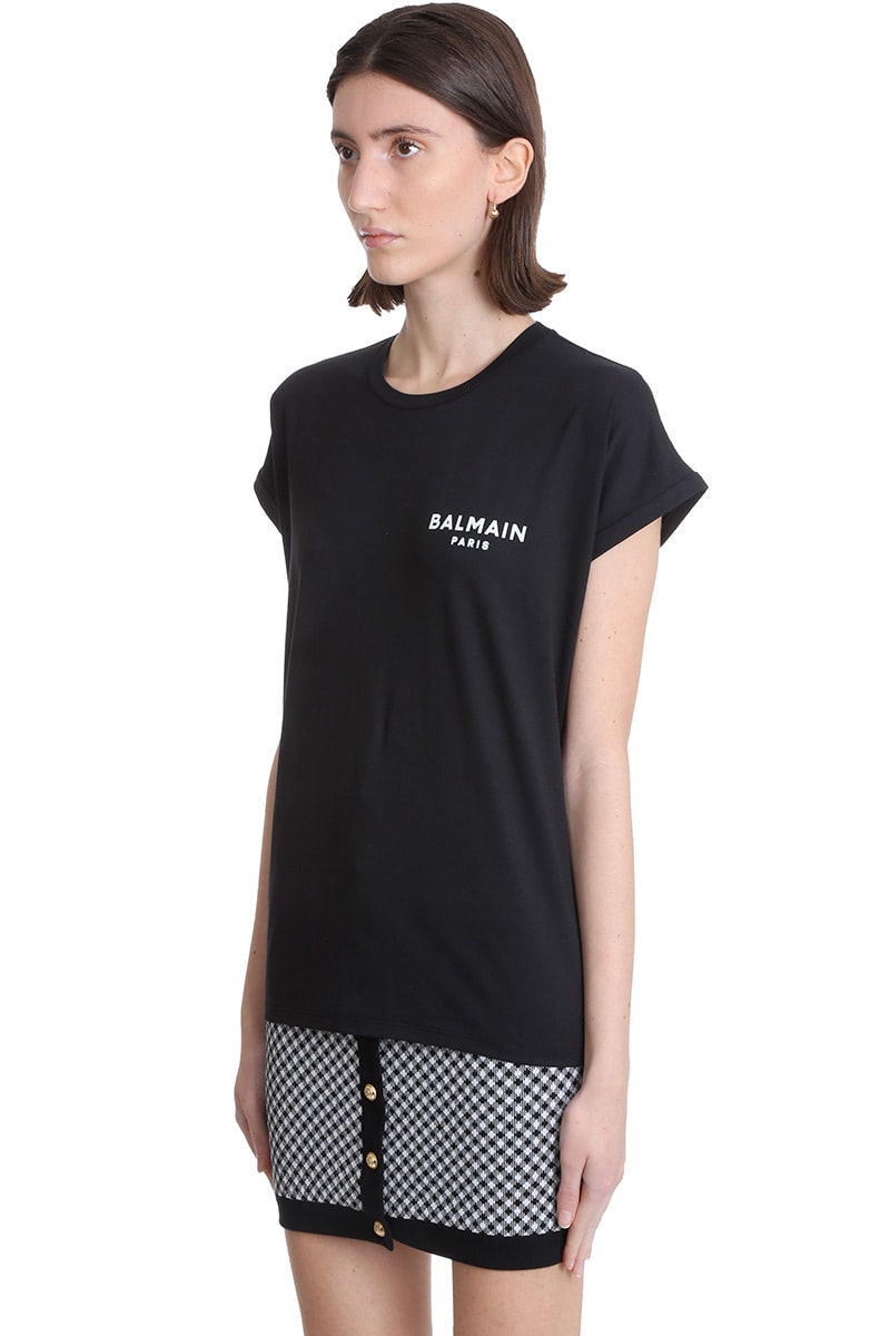 Shop Balmain T-shirt In Black Cotton In Nero/bianco