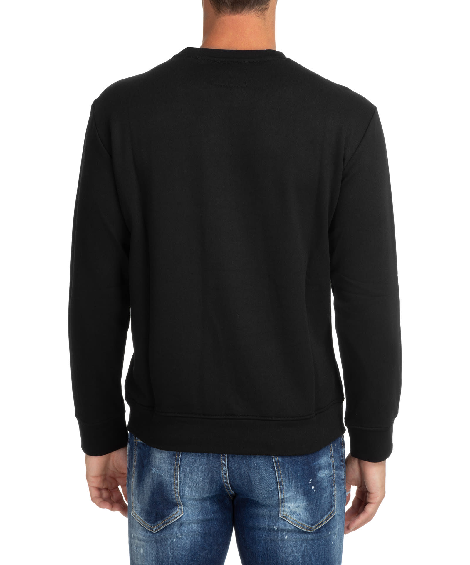 Shop Emporio Armani Cotton Sweatshirt In Nero Aquila