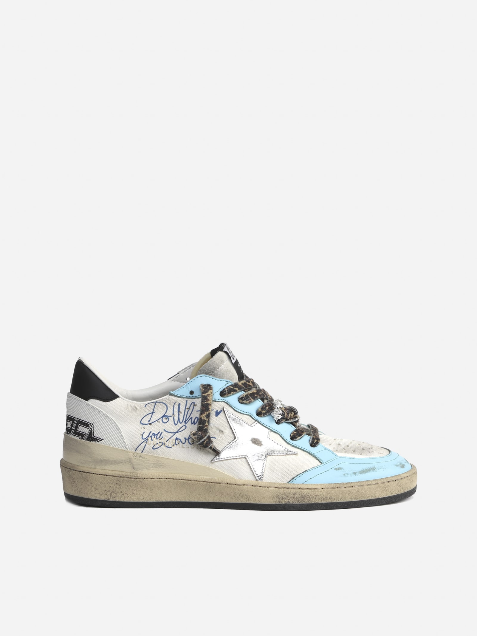 Golden Goose Ball Star Sneakers In Canvas With Leather Inserts