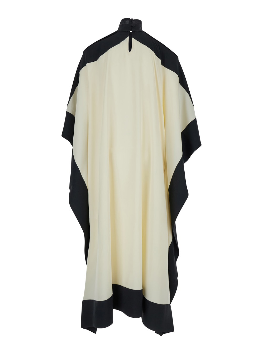 Shop Taller Marmo Ivory And Black Kaftan Dress With Cut-out On Shoulders In Acetate Blend Woman