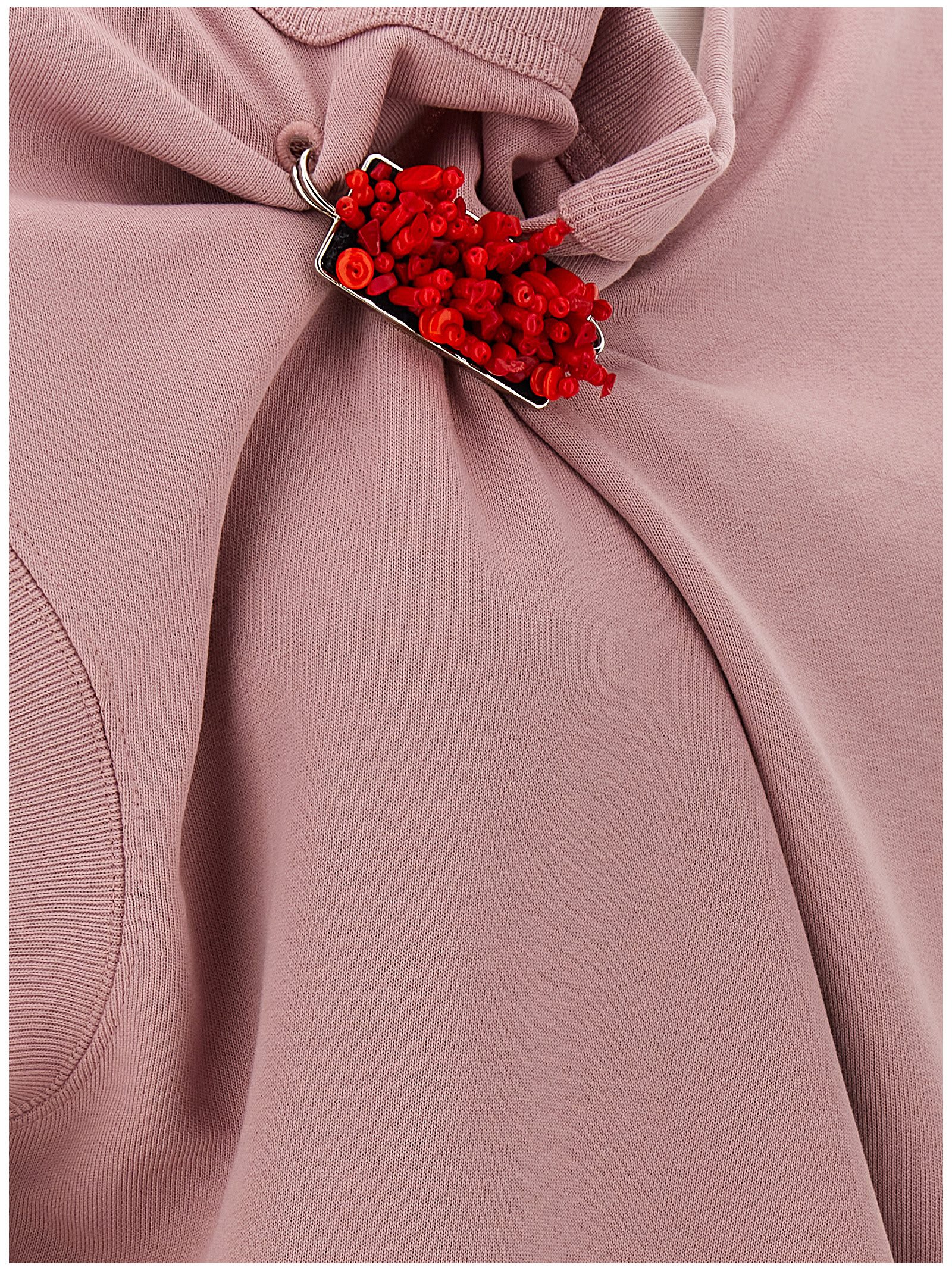Dries Van Noten Embellished Crew Neck Cap Sleeves Sweatshirt In Pink