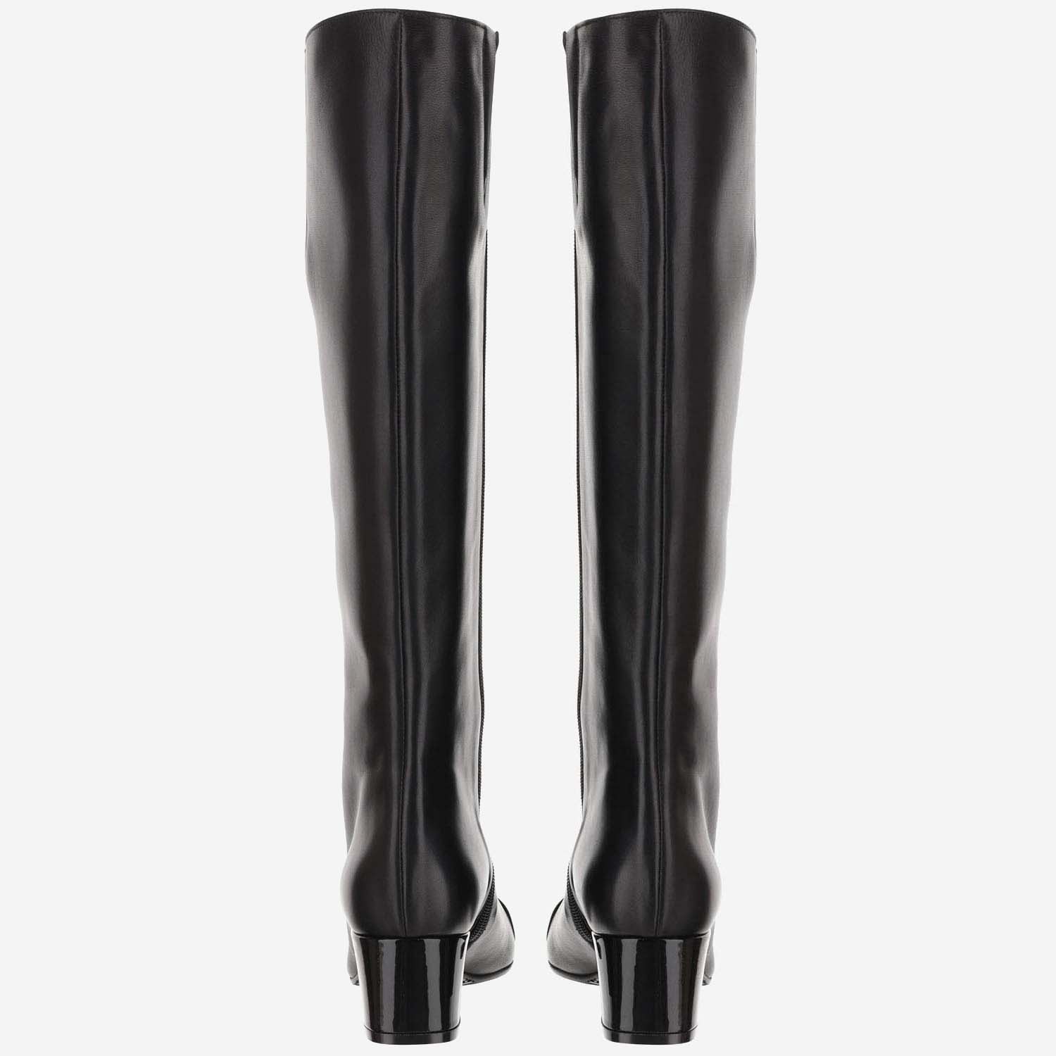 Shop Carel High Leather Boot In Black