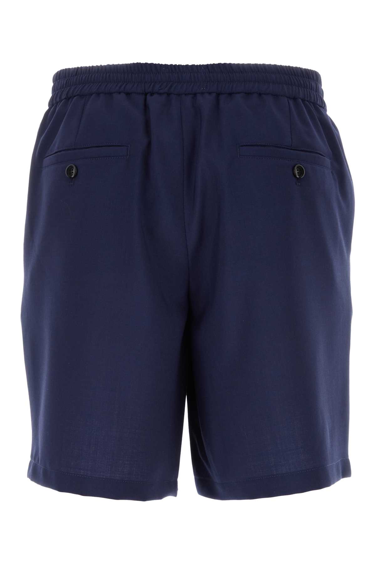 Ami Alexandre Mattiussi Navy Blue Twill Bermuda Shorts In 491