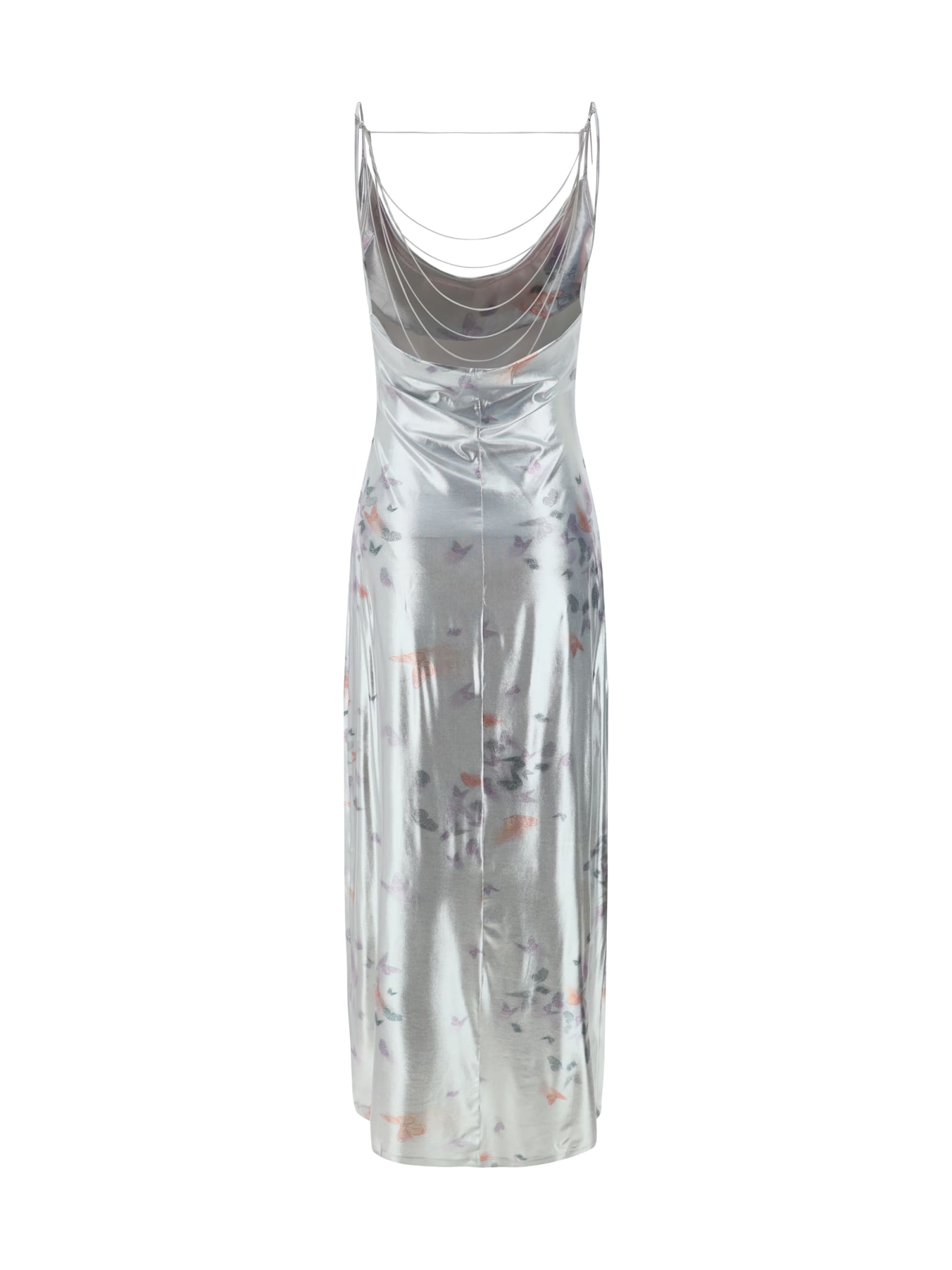 Shop Maccapani Long Dress In Stampa Argento