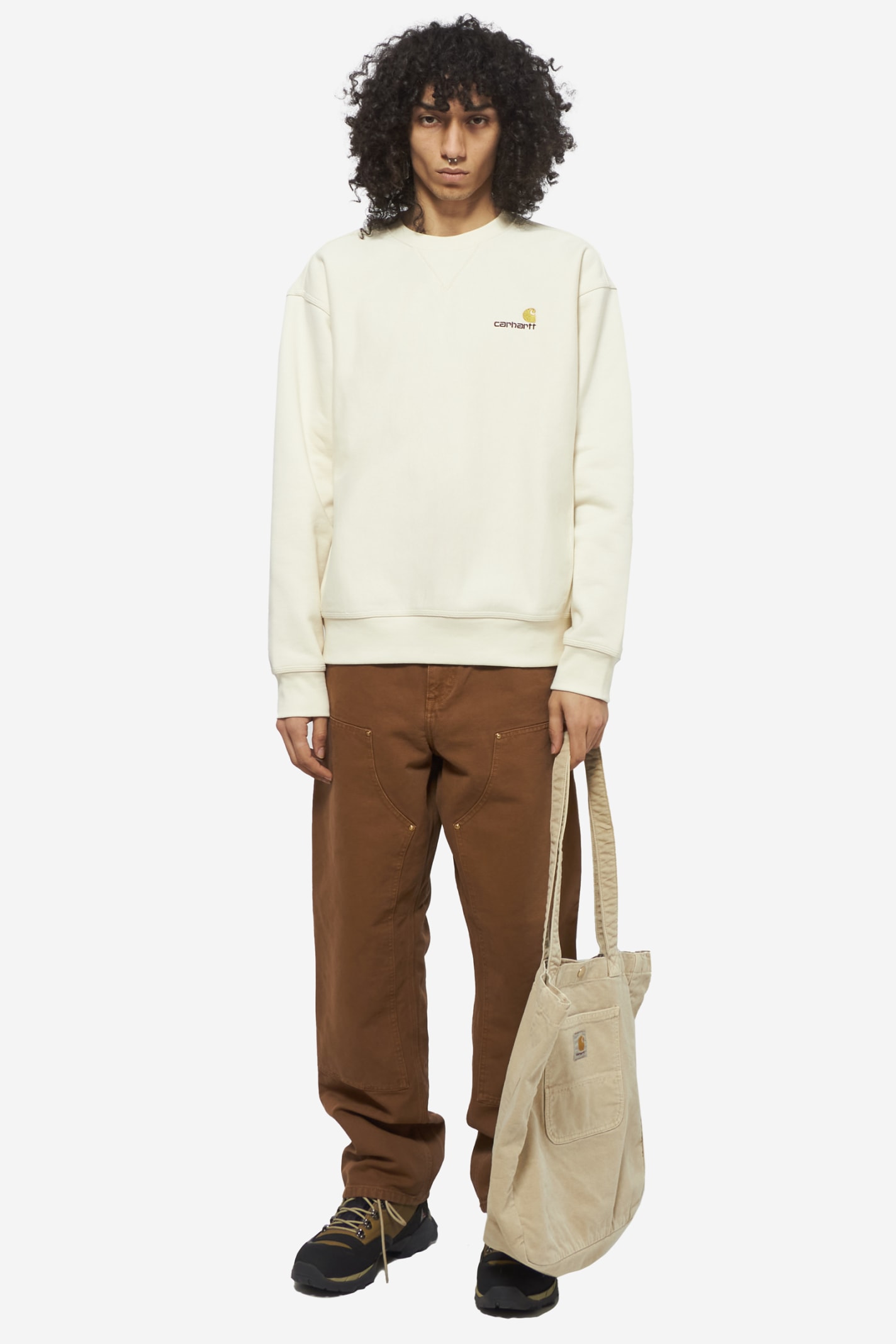 Carhartt Wip Ivory Cotton Blend American Script Swea In Pink