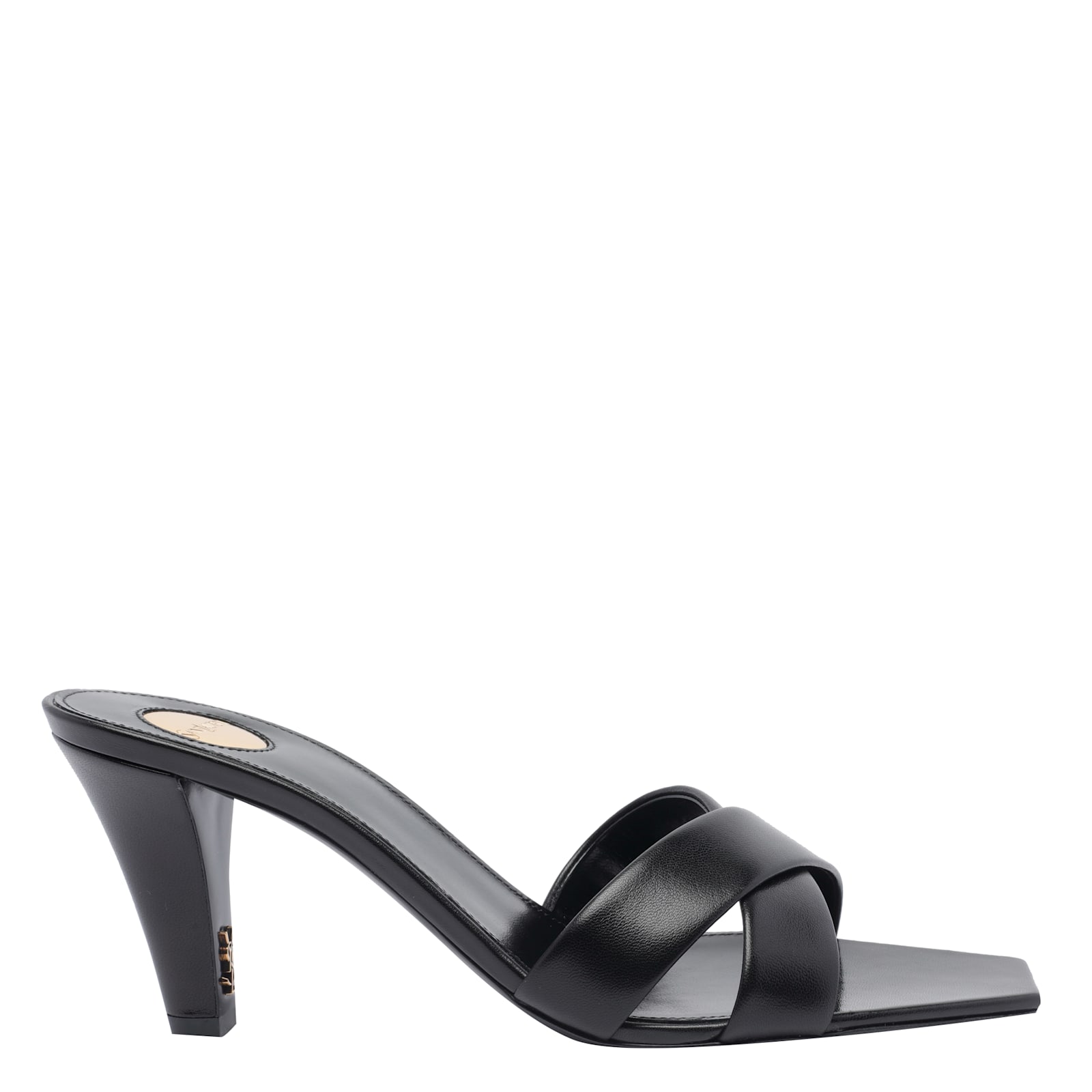 Saint Laurent Jill Mules With Square Toe And Cross Strap Design
