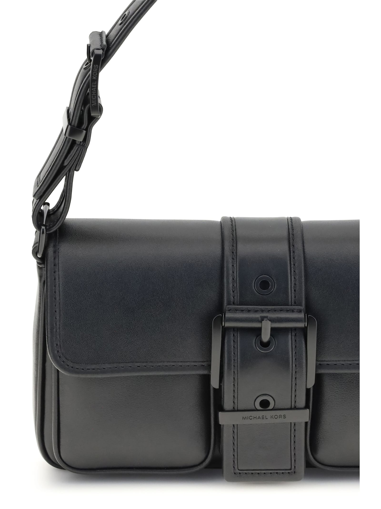 Michael Kors Shoulder Bag With Adjustable Strap And Front Pockets In Black