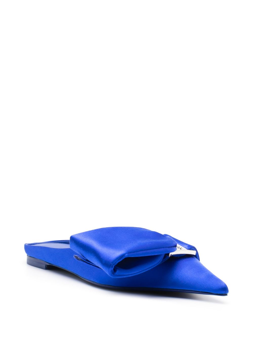 Ferragamo Satin Mules With Single Maxi Bow In Blue